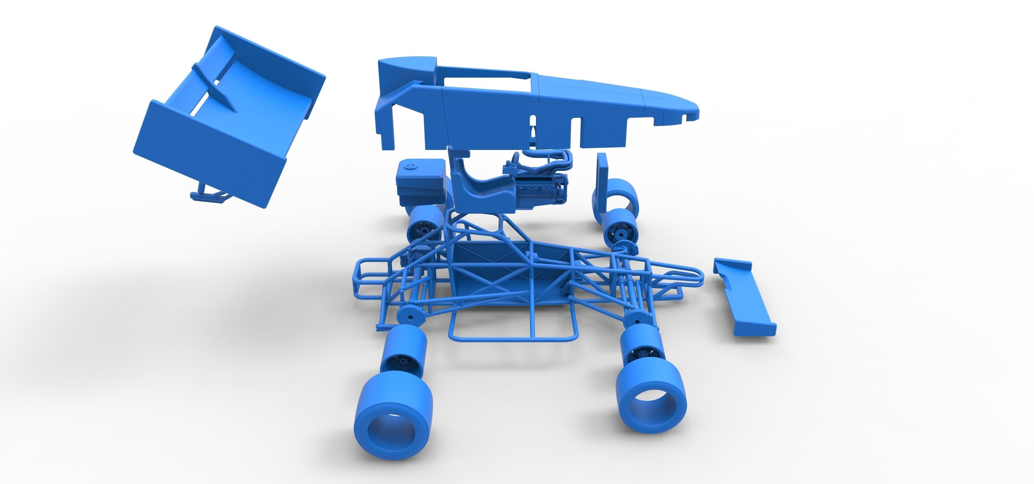 Supermodified front engine Winged race car V2 Scale 1 to 25 3D print model_64