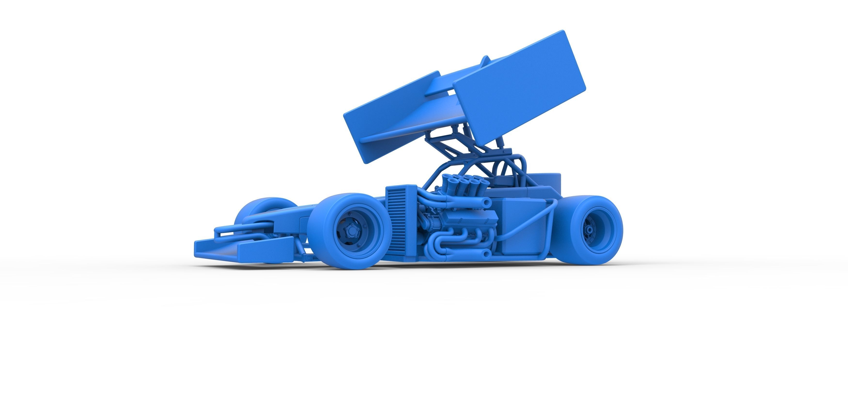 Supermodified front engine Winged race car V2 Scale 1 to 25 3D print model_29