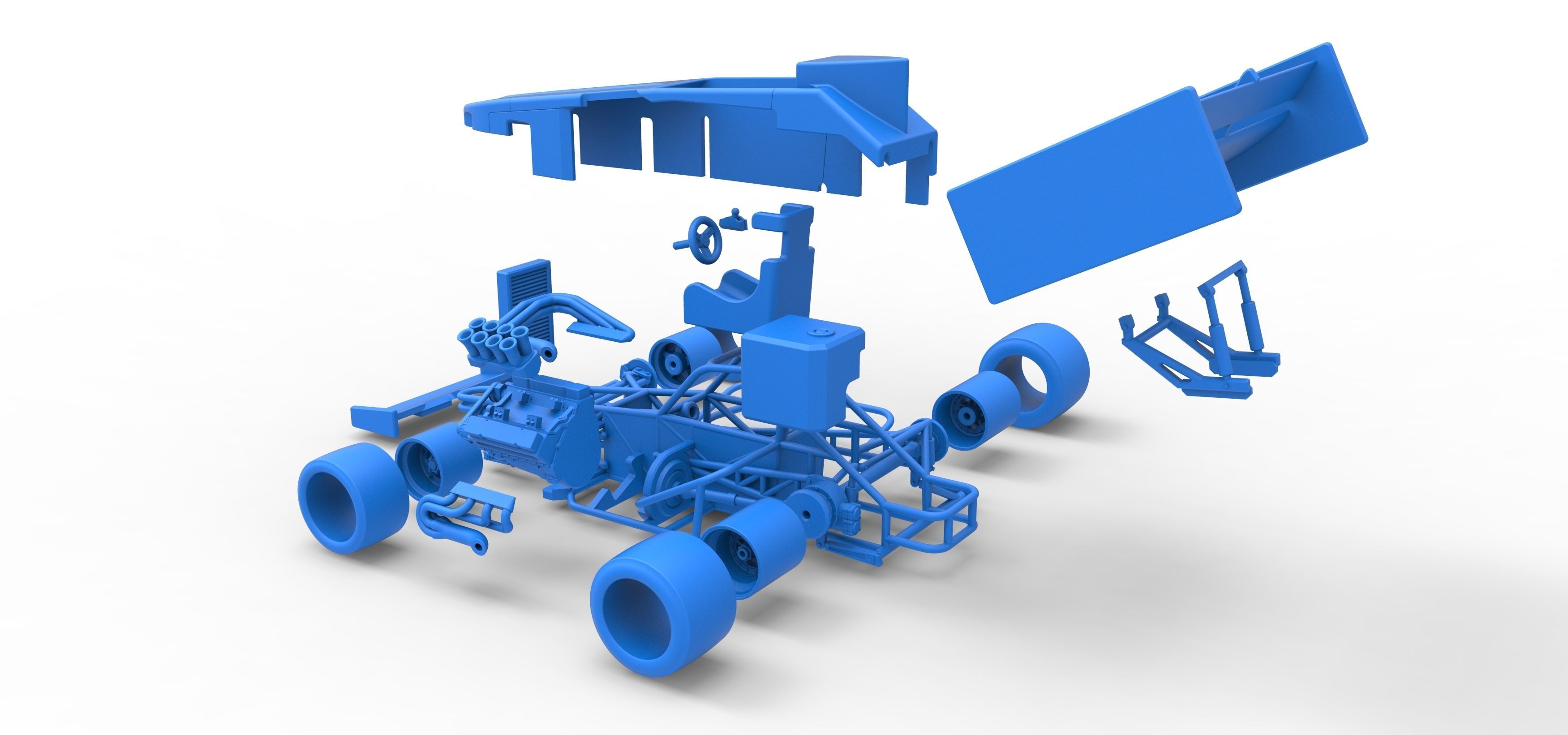 Supermodified front engine Winged race car V2 Scale 1 to 25 3D print model_61