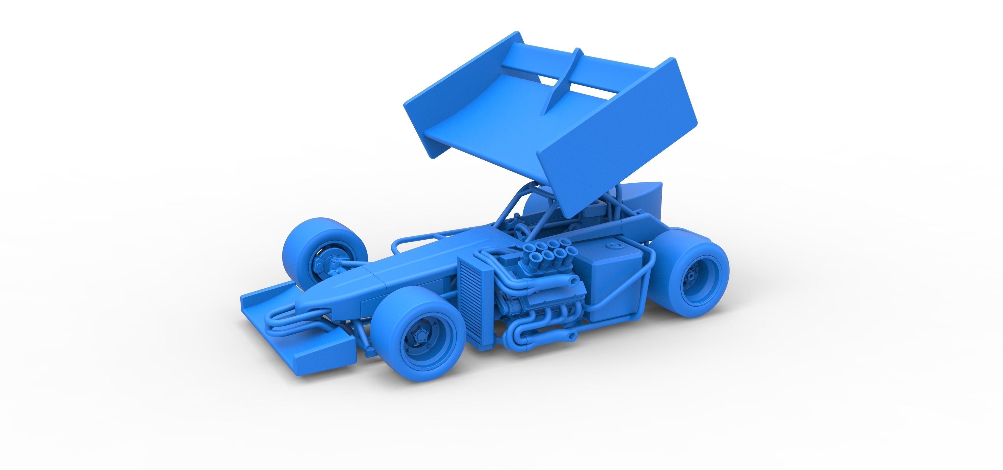 Supermodified front engine Winged race car V2 Scale 1 to 25 3D print model_28