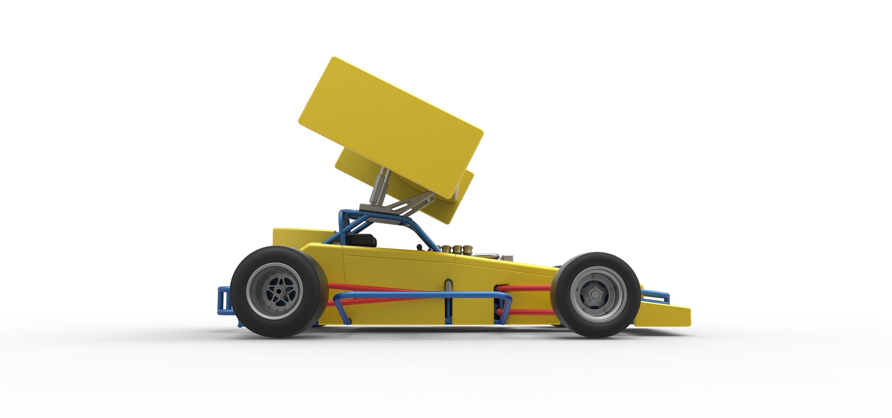 Supermodified front engine Winged race car V2 Scale 1 to 25 3D print model_22
