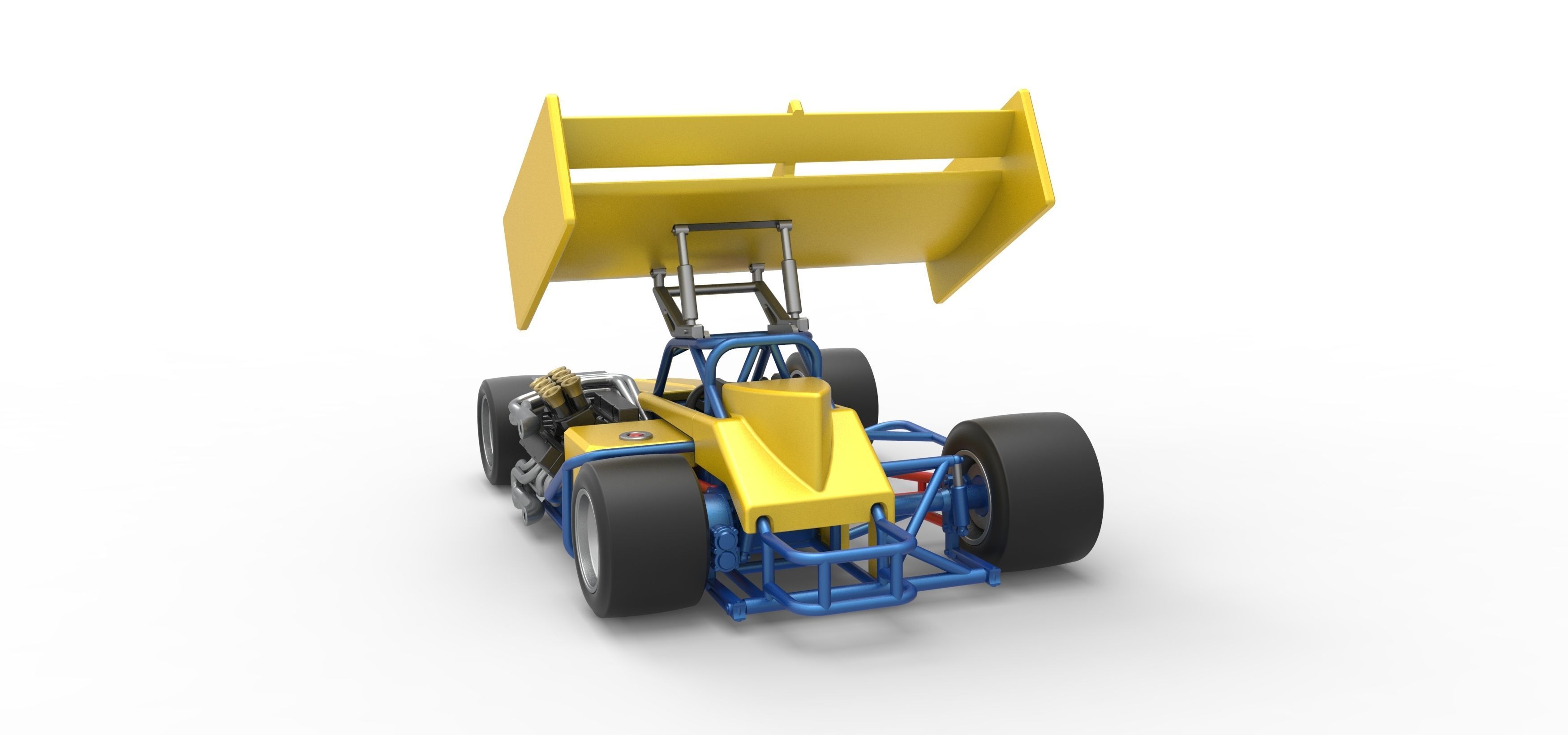 Supermodified front engine Winged race car V2 Scale 1 to 25 3D print model_14