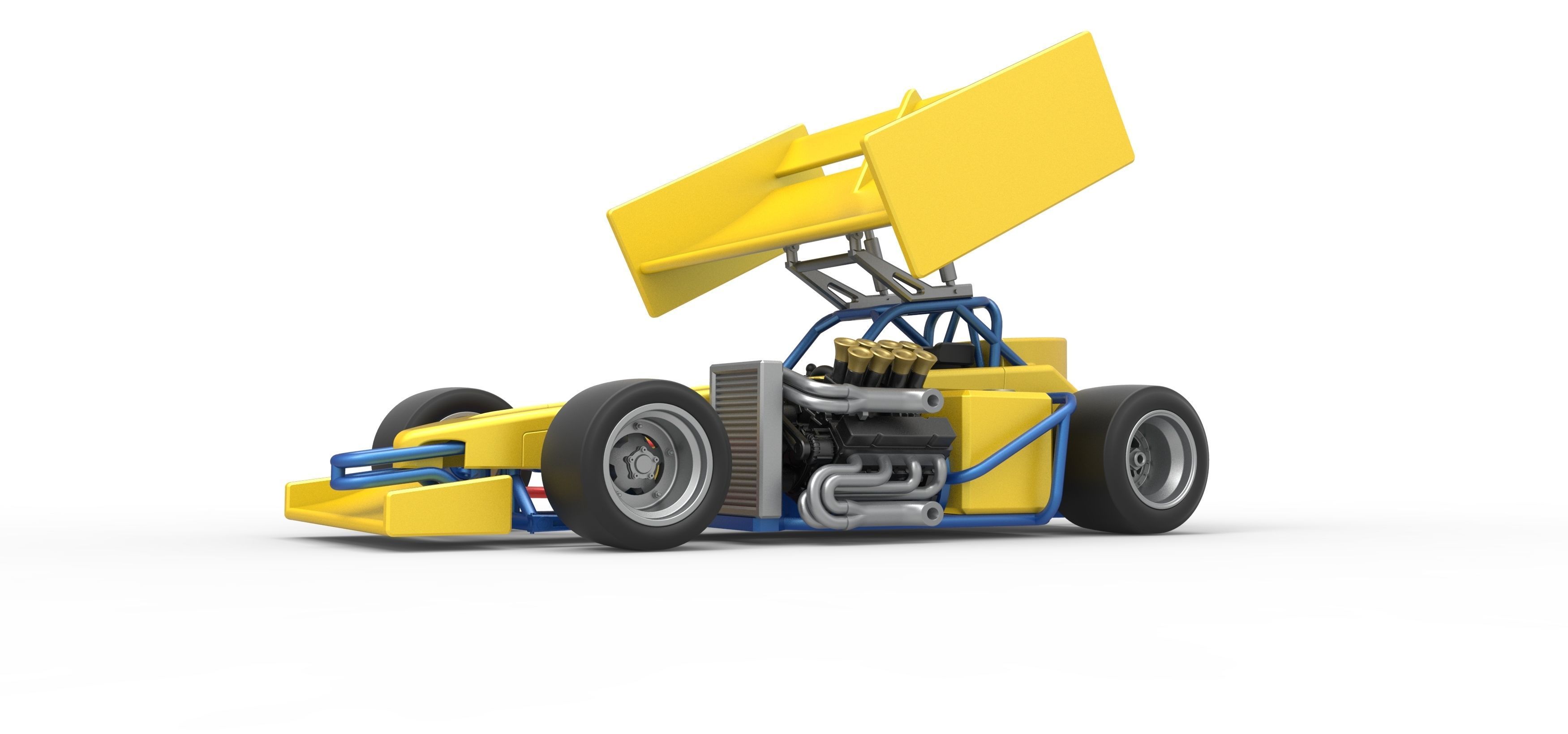 Supermodified front engine Winged race car V2 Scale 1 to 25 3D print model_2