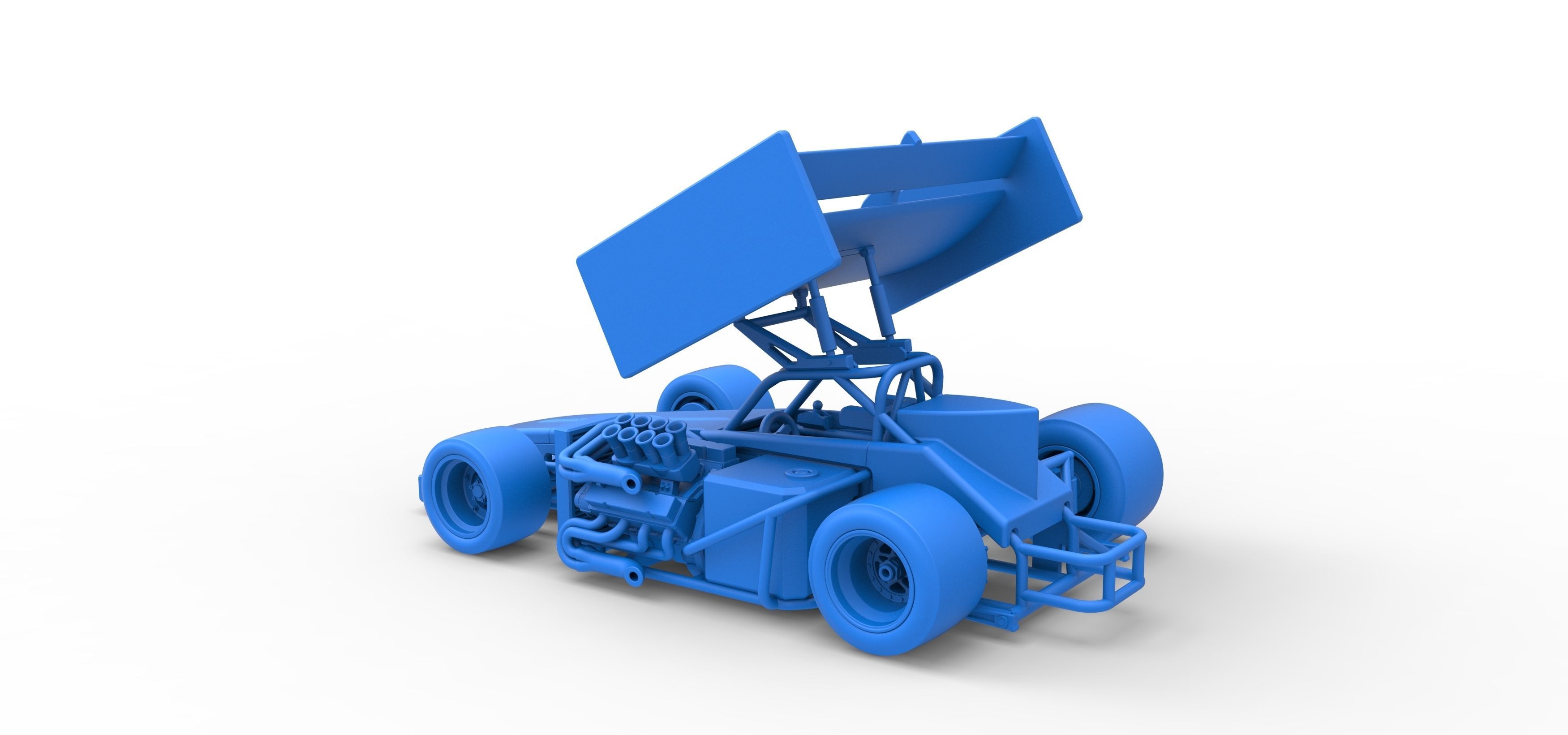 Supermodified front engine Winged race car V2 Scale 1 to 25 3D print model_39