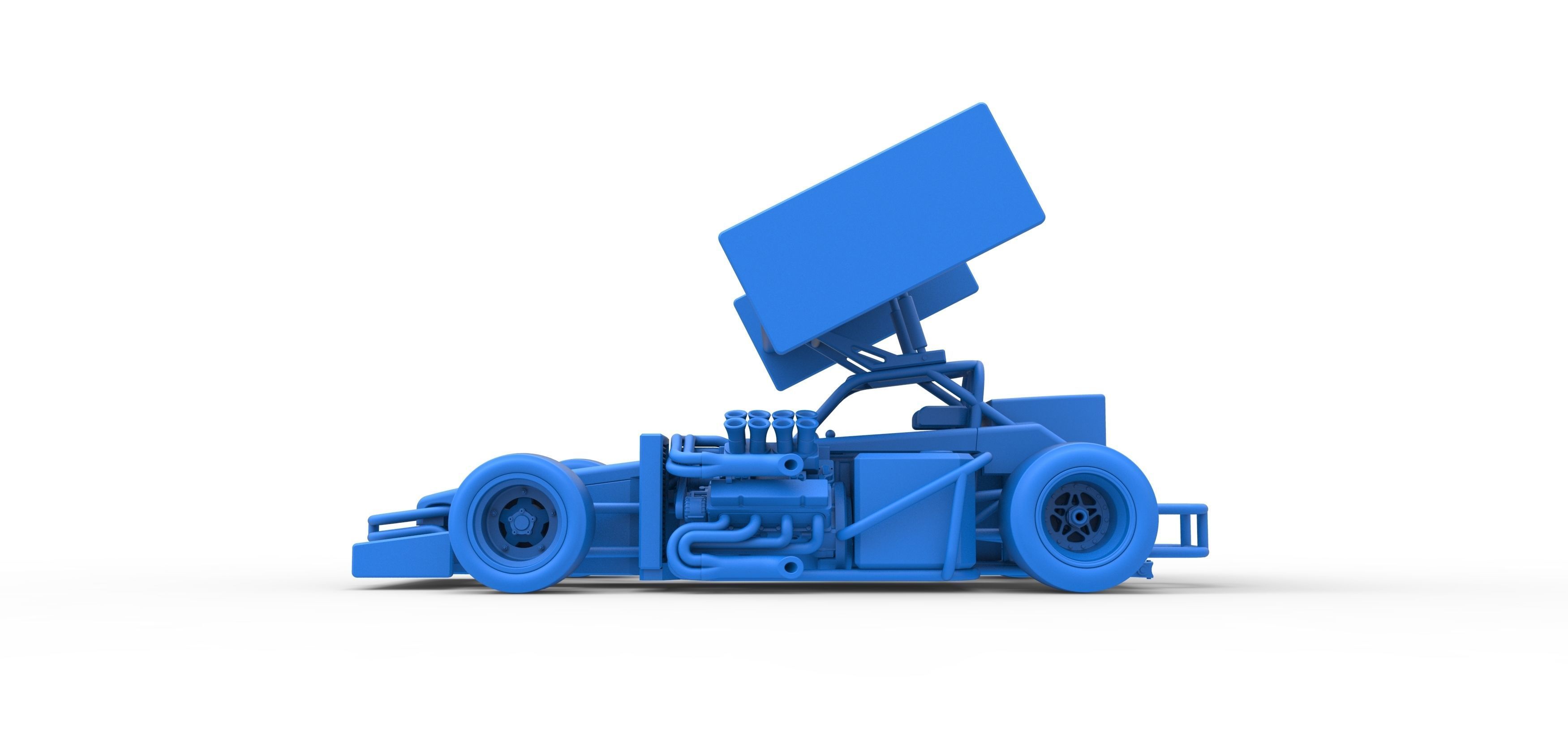 Supermodified front engine Winged race car V2 Scale 1 to 25 3D print model_36