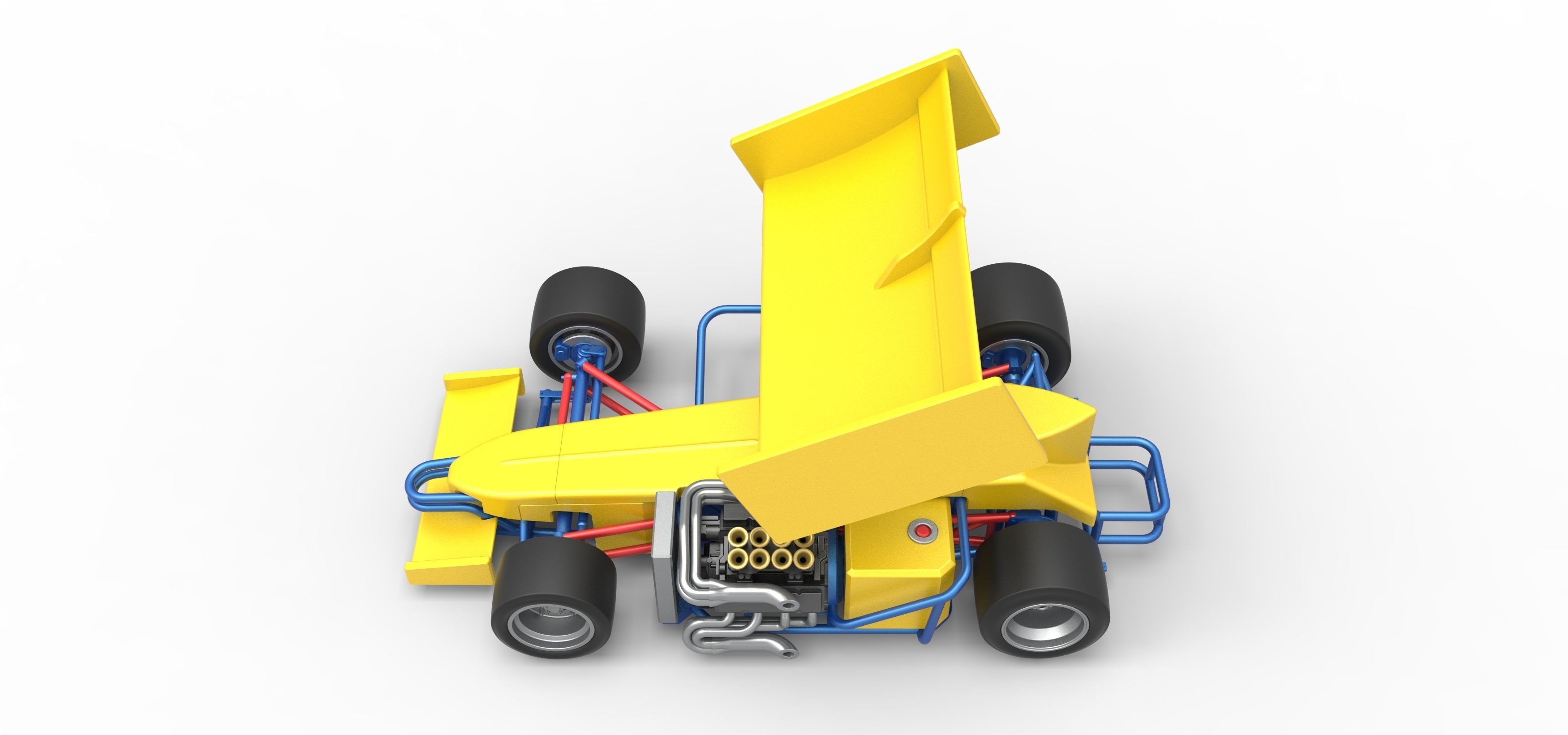 Supermodified front engine Winged race car V2 Scale 1 to 25 3D print model_10