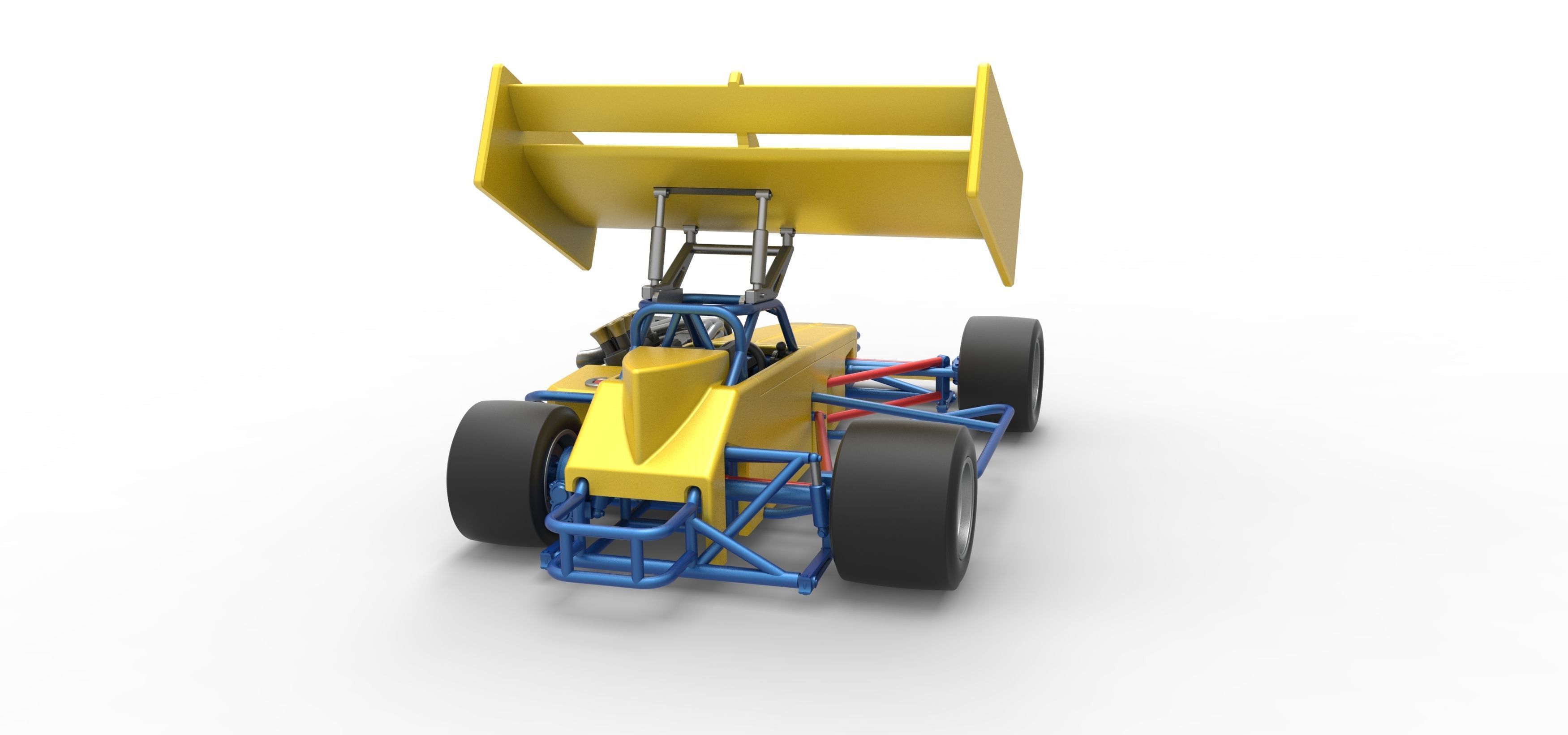 Supermodified front engine Winged race car V2 Scale 1 to 25 3D print model_18