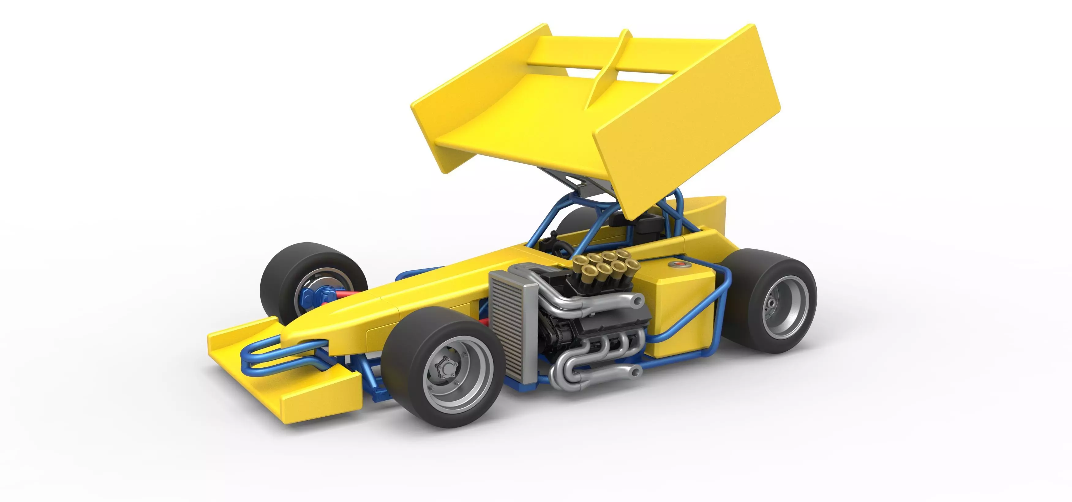 Supermodified front engine Winged race car V2 Scale 1 to 25 3D print model_0