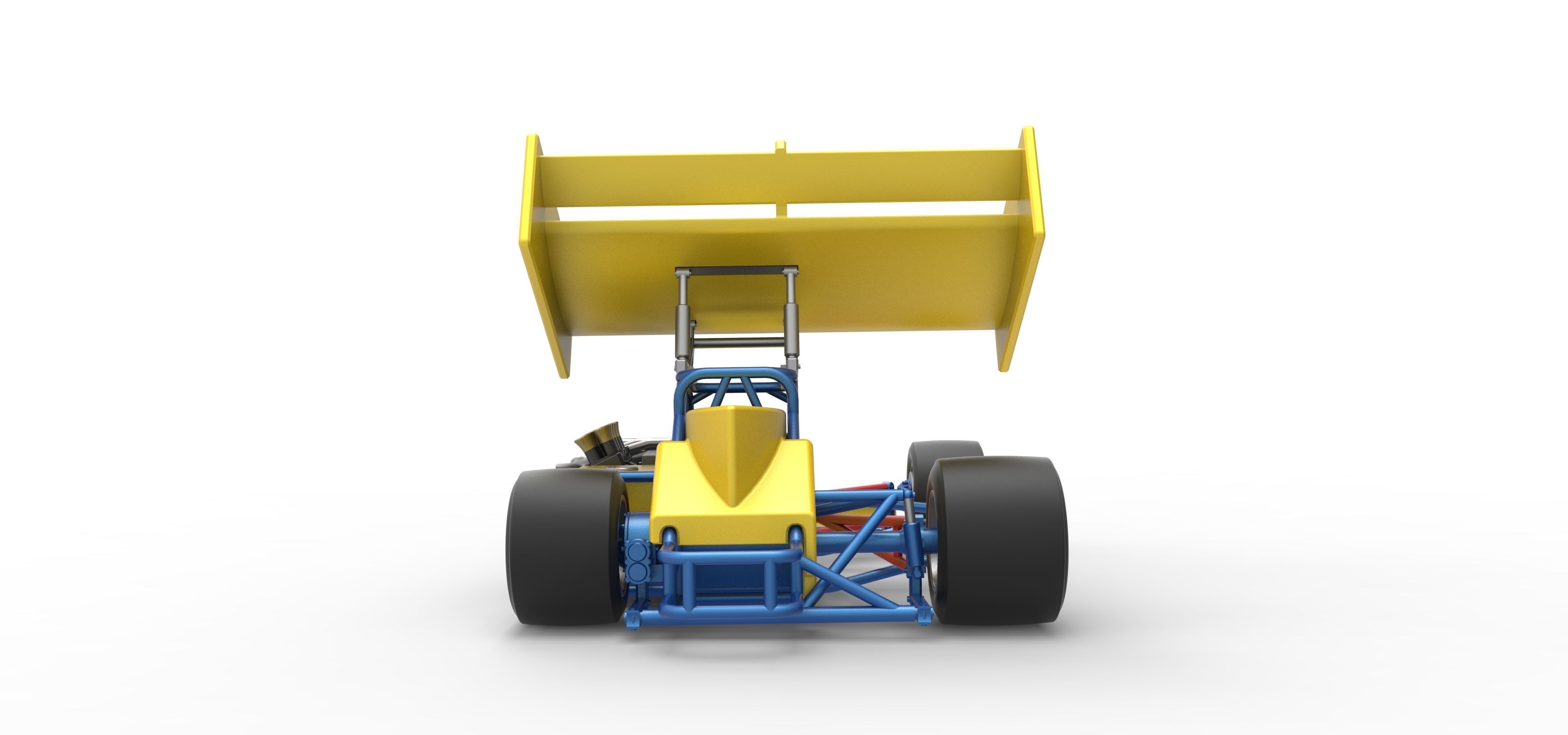 Supermodified front engine Winged race car V2 Scale 1 to 25 3D print model_16