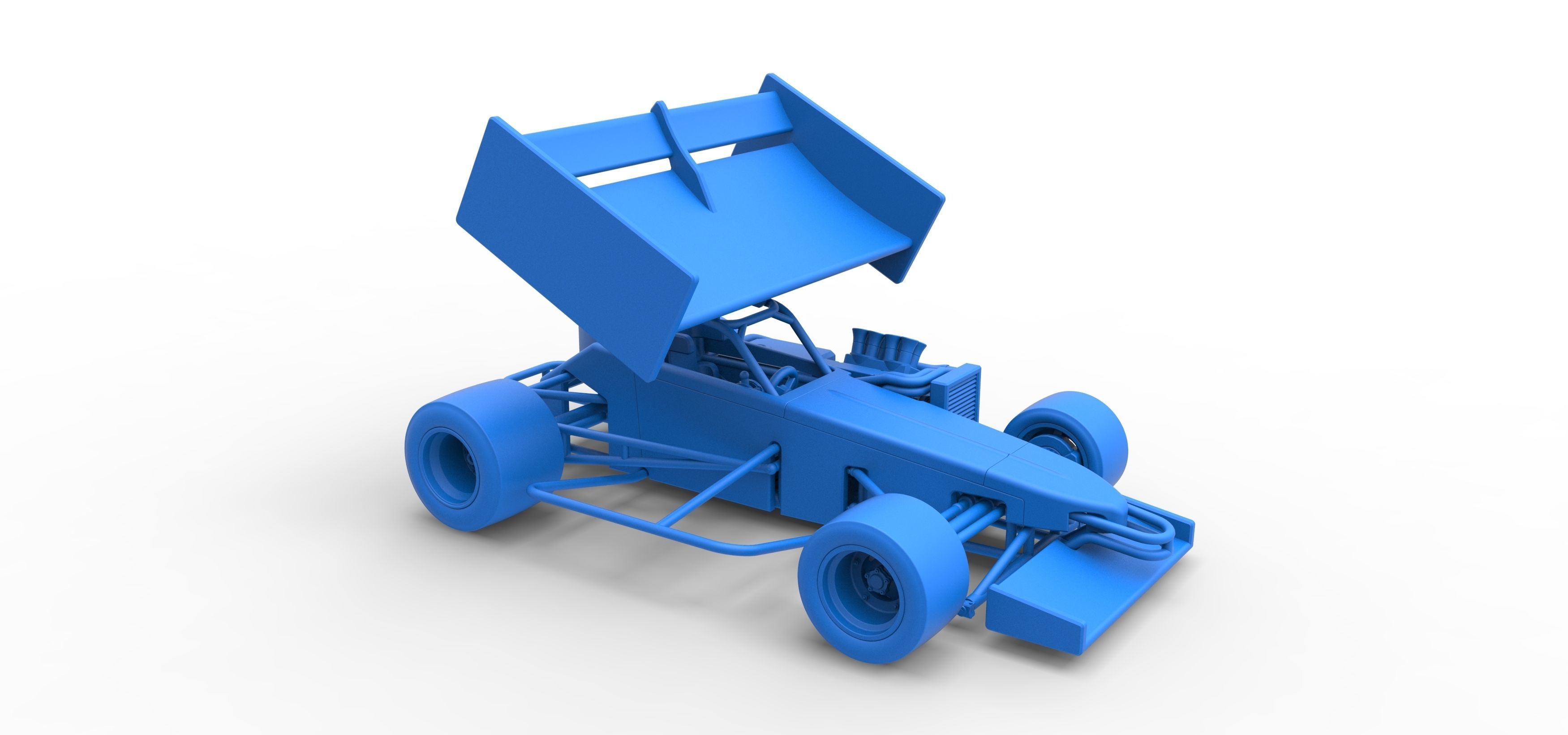 Supermodified front engine Winged race car V2 Scale 1 to 25 3D print model_51