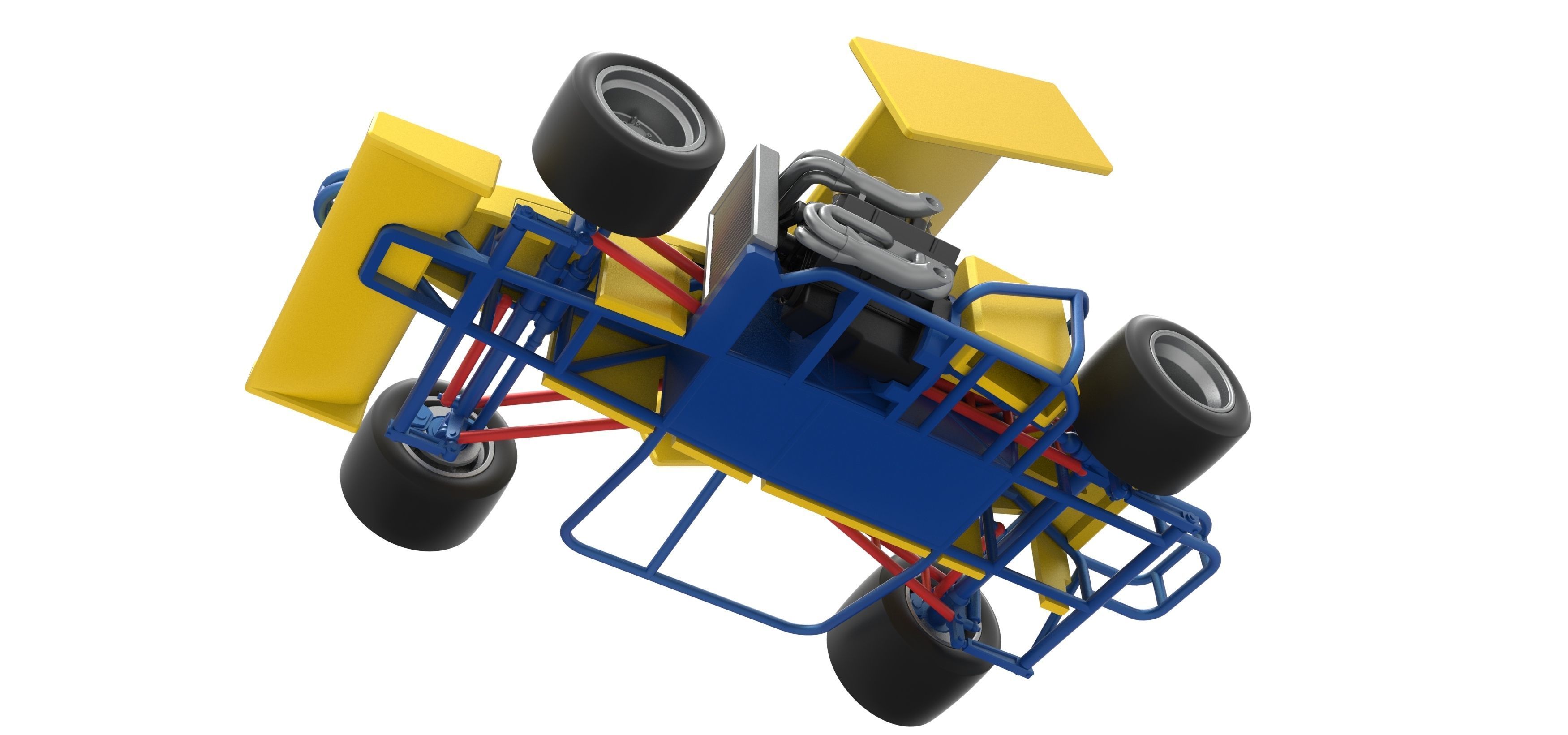 Supermodified front engine Winged race car V2 Scale 1 to 25 3D print model_3