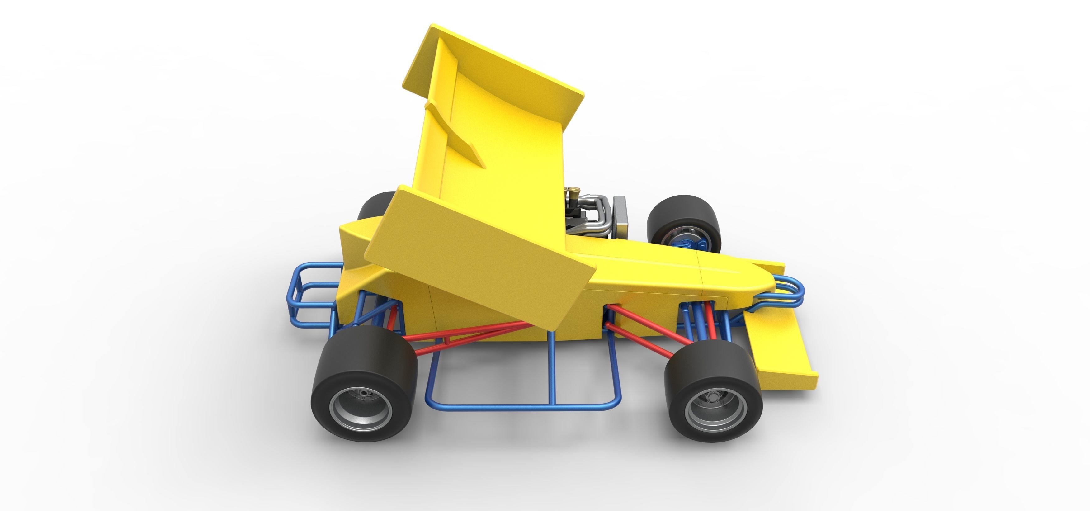 Supermodified front engine Winged race car V2 Scale 1 to 25 3D print model_23