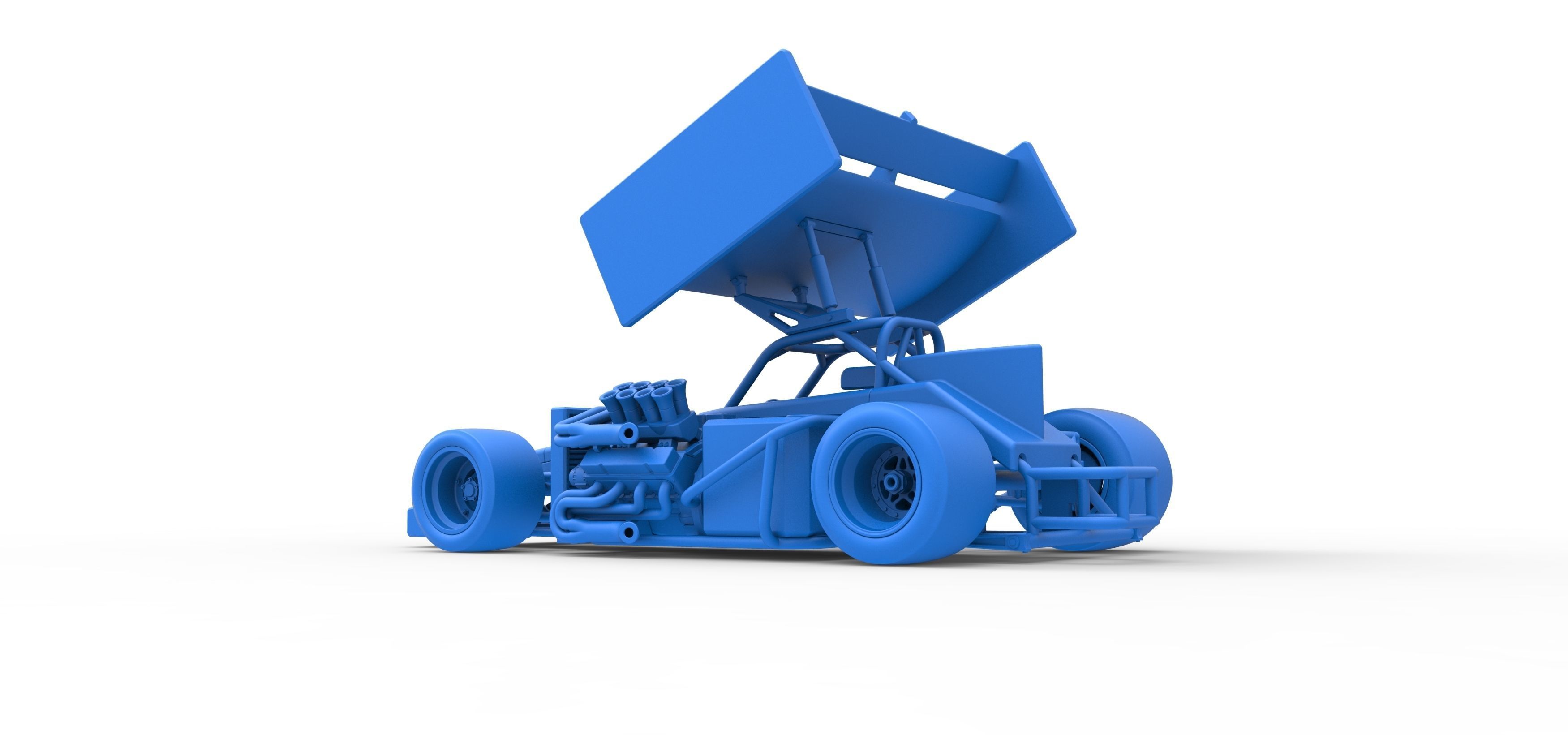 Supermodified front engine Winged race car V2 Scale 1 to 25 3D print model_40
