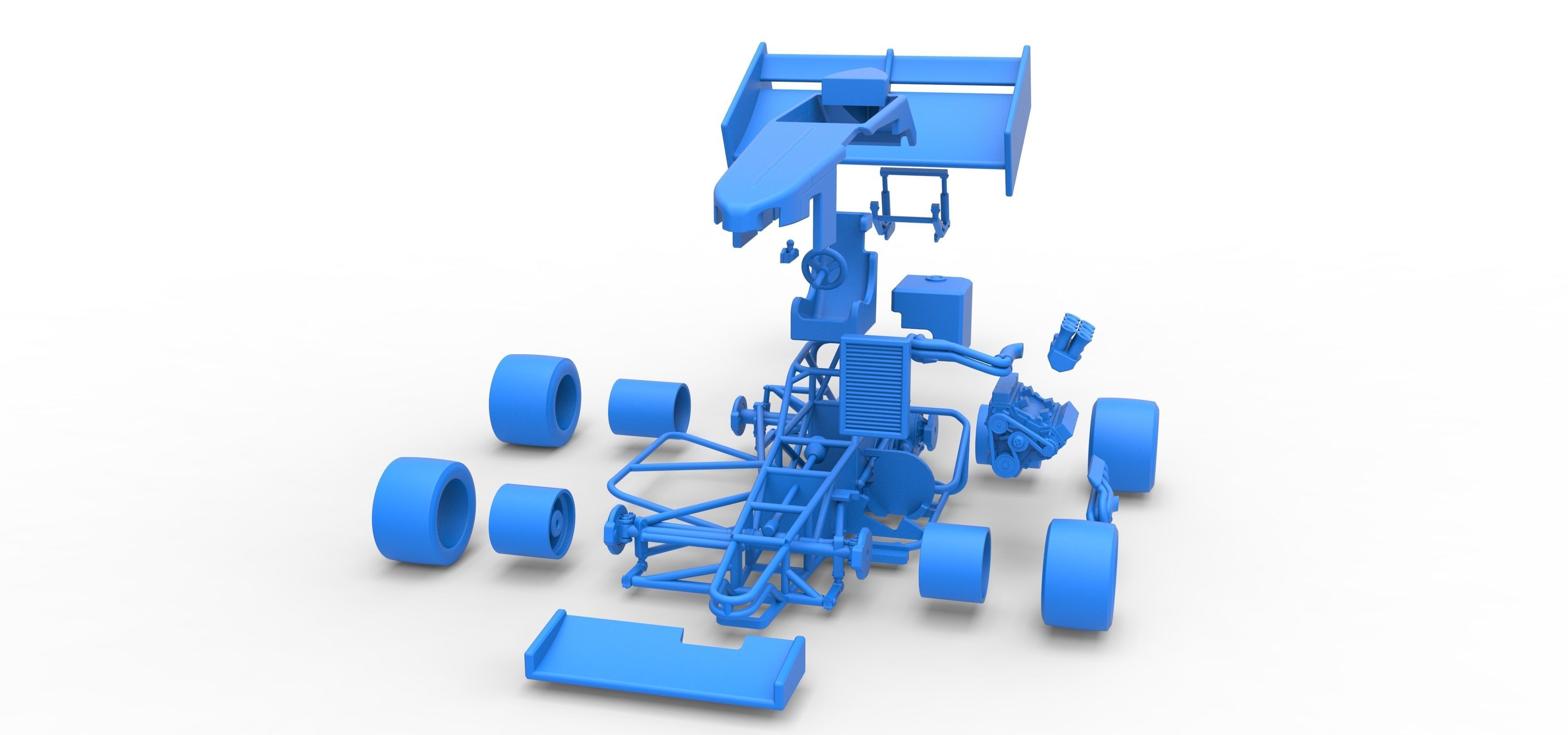 Supermodified front engine Winged race car V2 Scale 1 to 25 3D print model_58