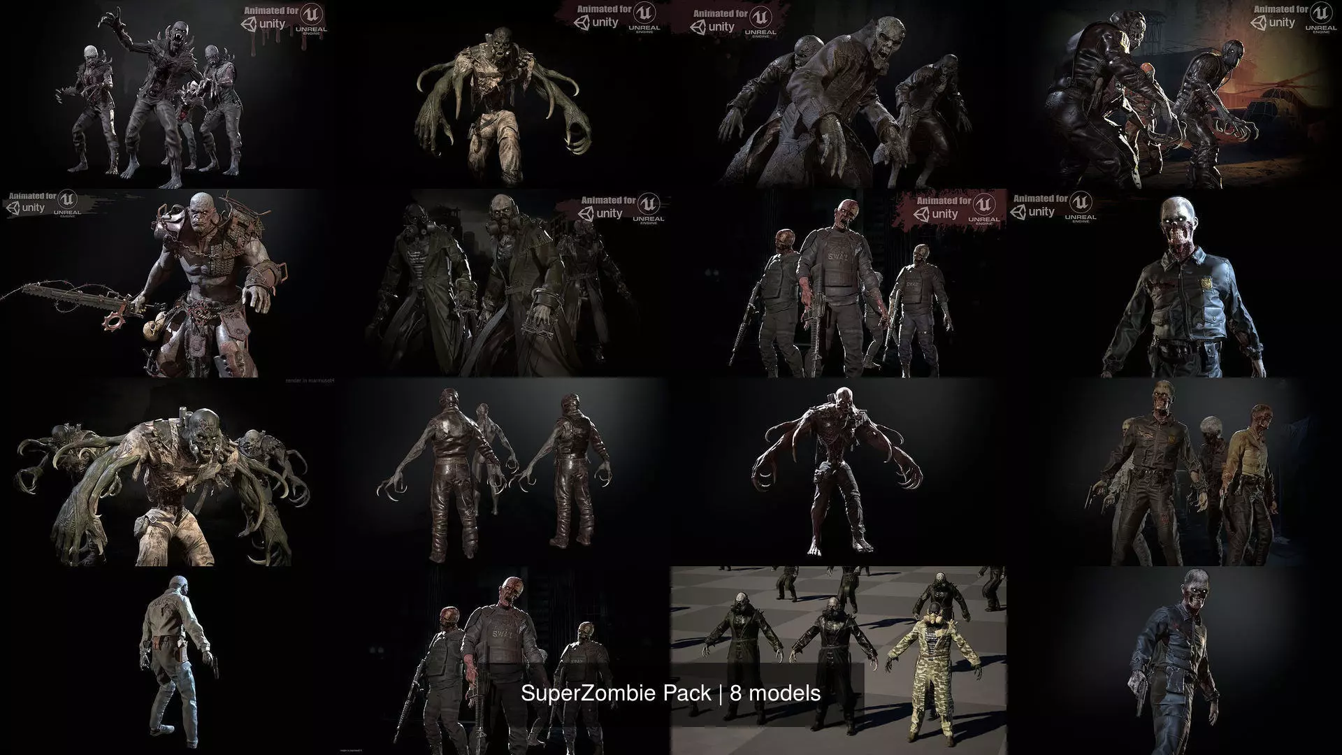 SuperZombie Pack 3D Model Collection_11