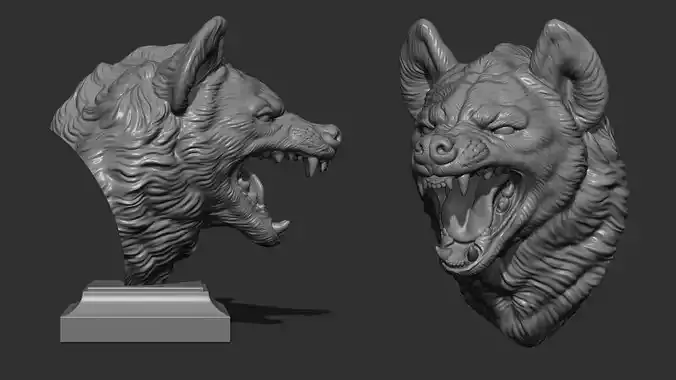 Hyena grin head 3D print model
