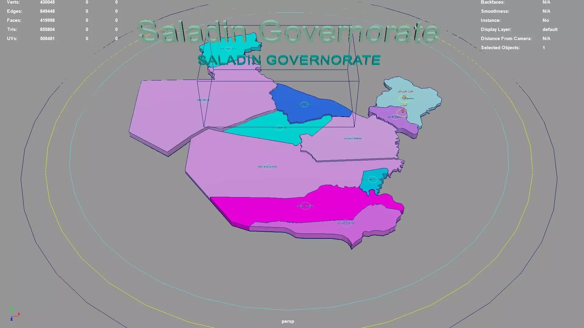 Saladin Governorate Iraq map region geography political 3D model