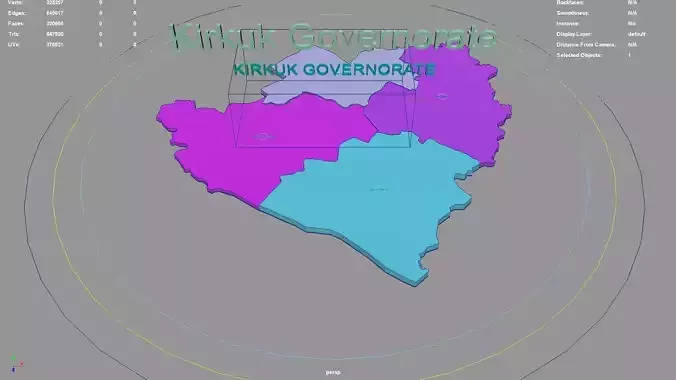 Kirkuk Governorate Iraq map region geography political 3D model