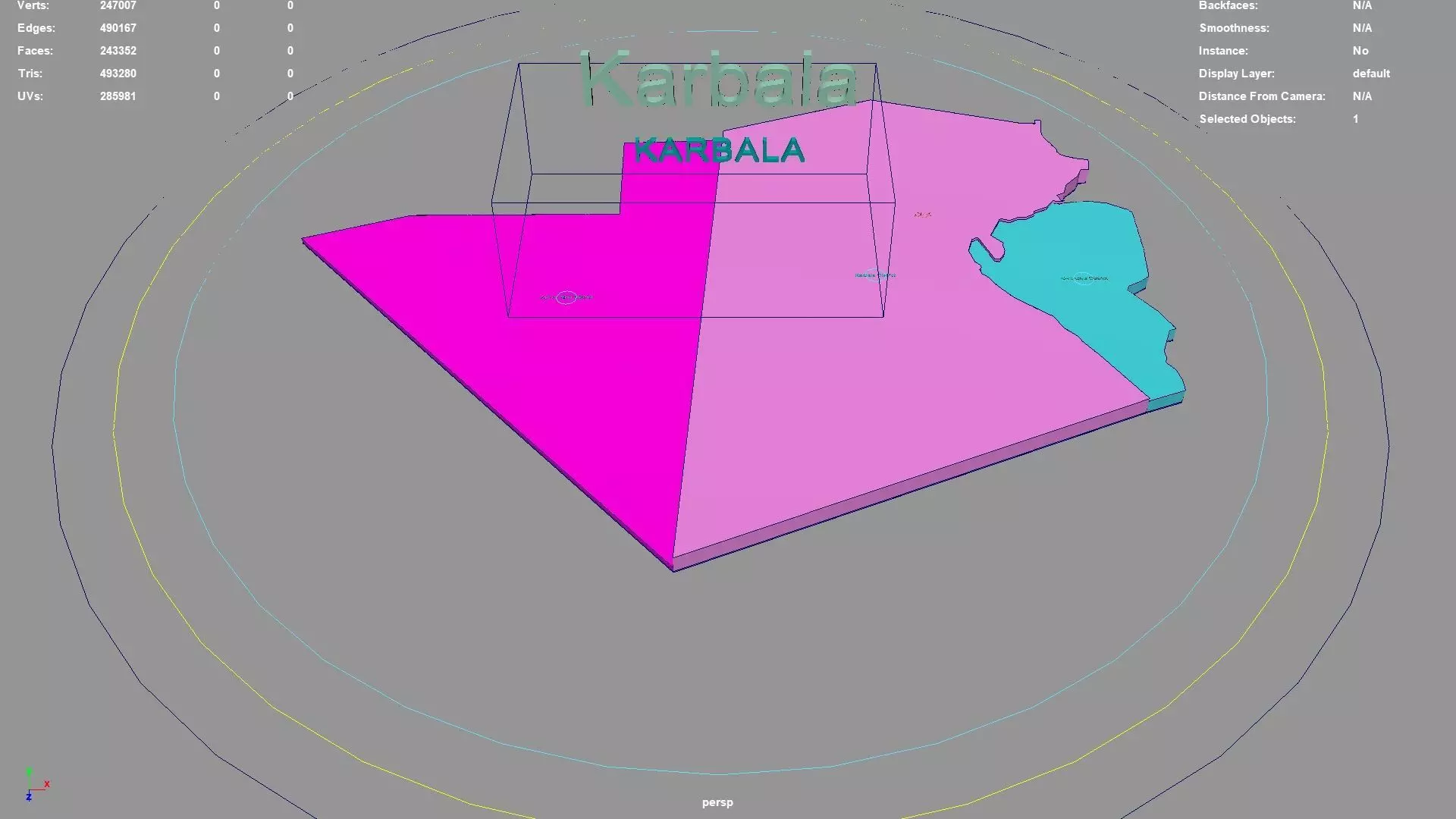 Karbala  Iraq map region geography political geographic 3D model_0