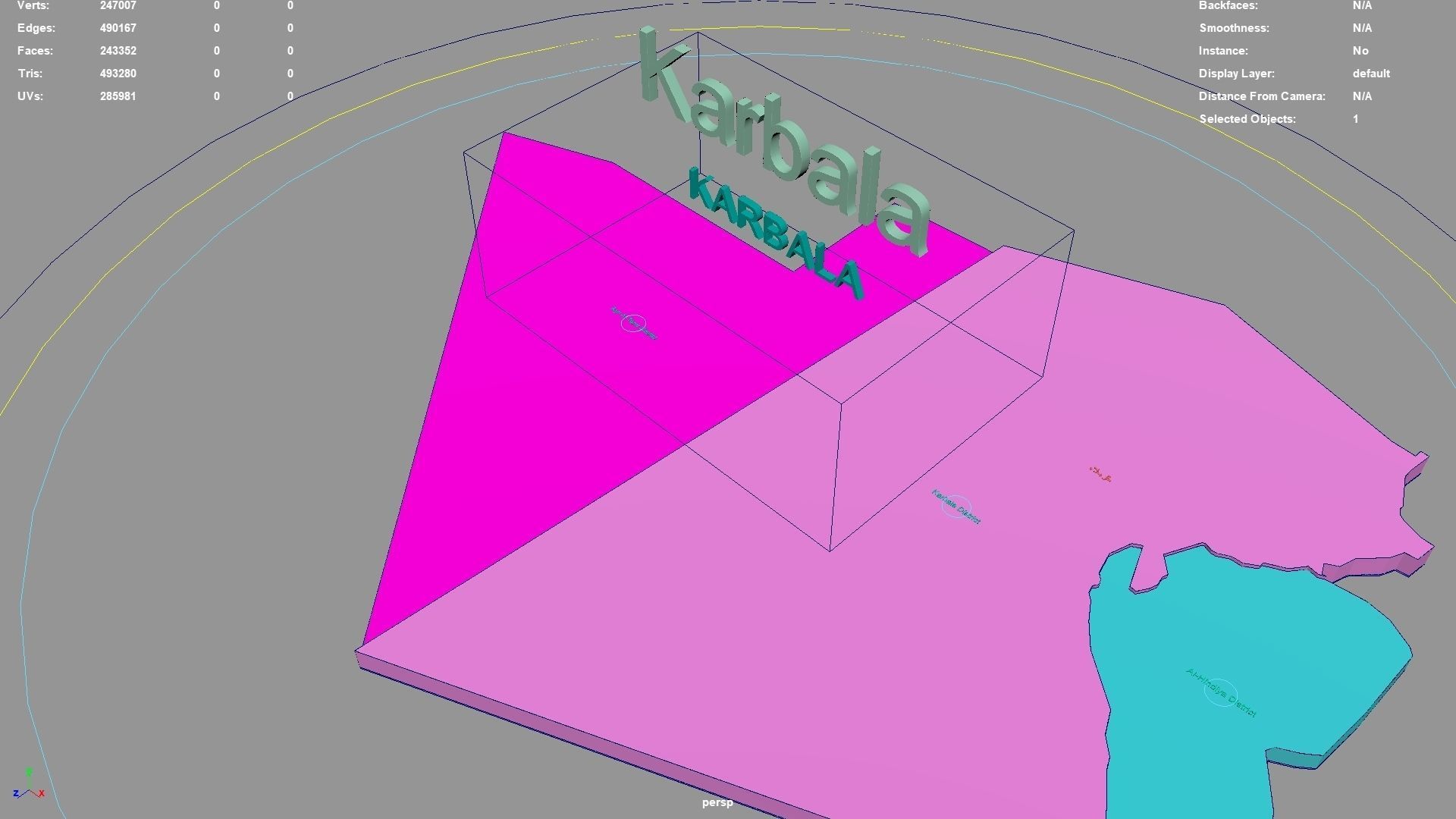 Karbala  Iraq map region geography political geographic 3D model_2