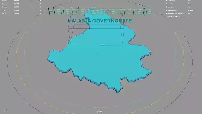 Halabja Governorate  Iraqi Kurdistan Region  Iraq map region 3D model