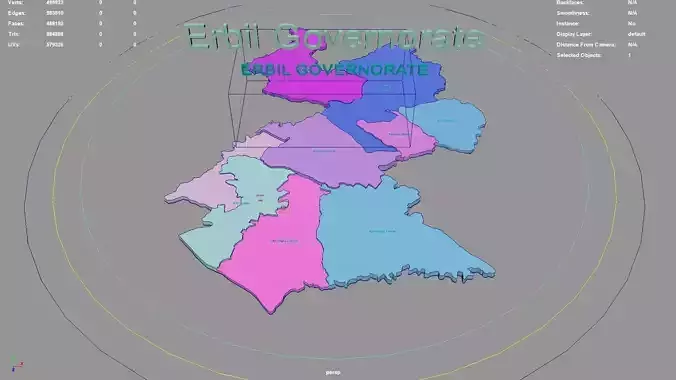 Erbil Governorate  Iraqi Kurdistan Region  Iraq map region 3D model