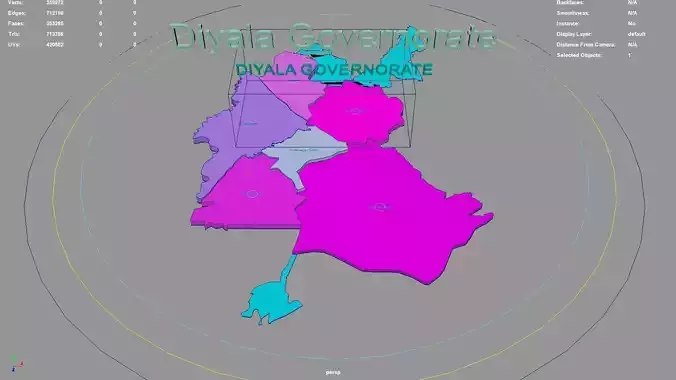 Diyala Governorate Iraq map region geography political 3D model