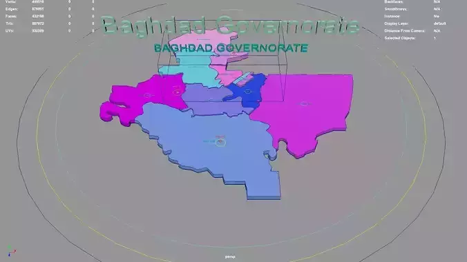Baghdad Governorate  Iraq map region geography political 3D model