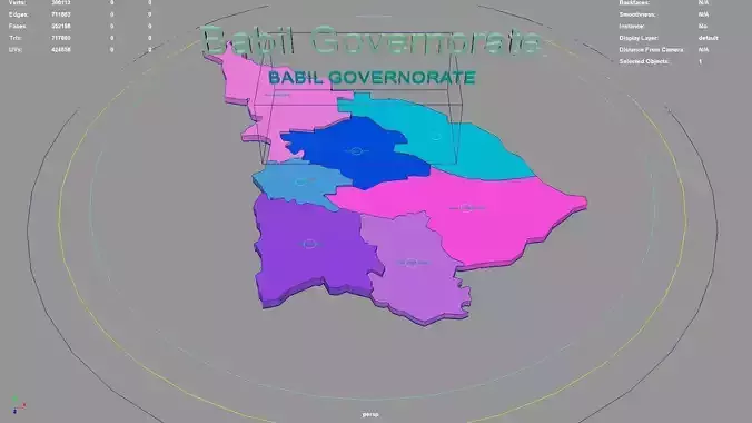 Babil Governorate  Iraq map region geography political 3D model