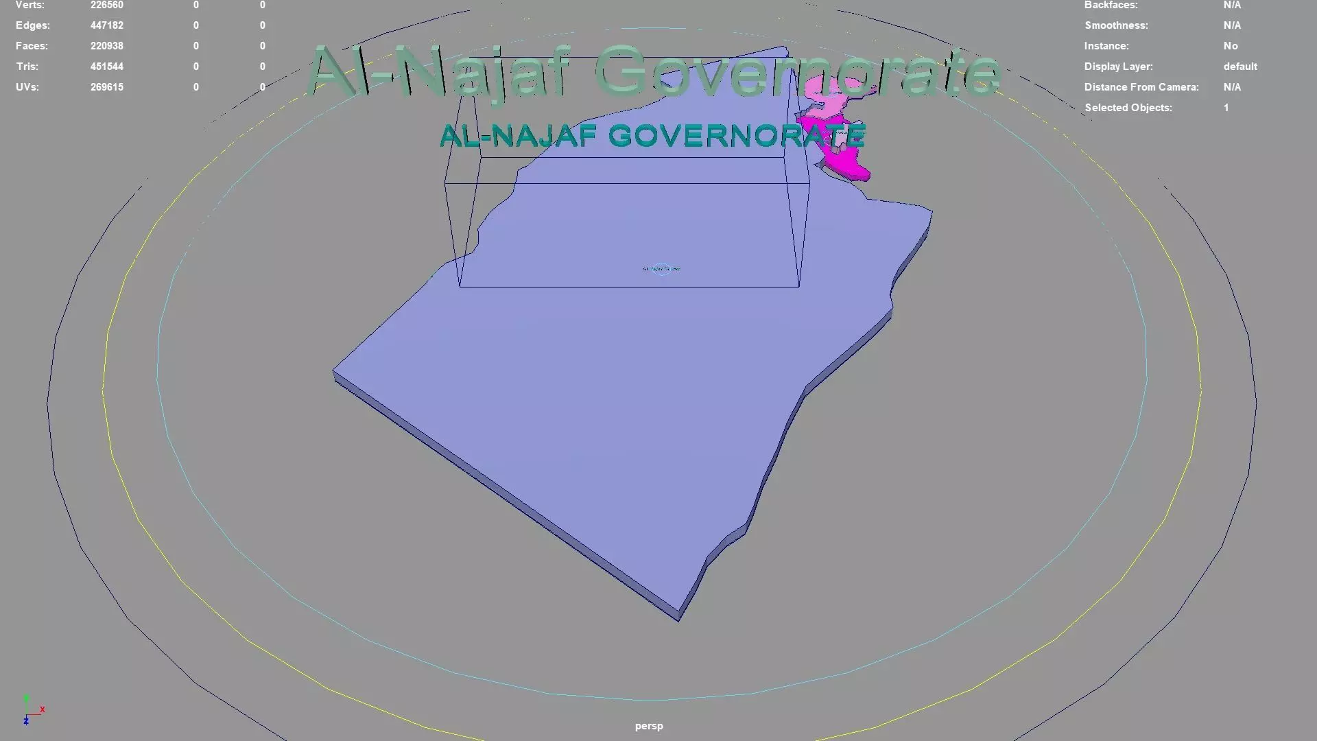 Al Najaf Governorate Iraq map region geography political 3D model