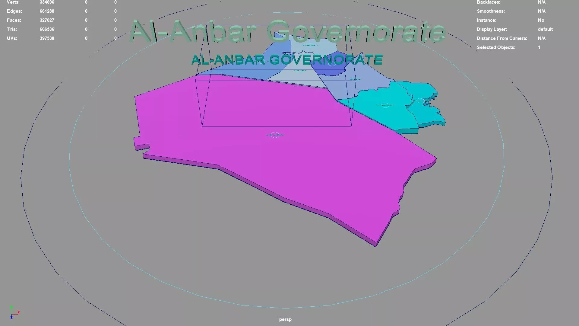 Al Anbar Governorate Iraq map region geography political 3D model