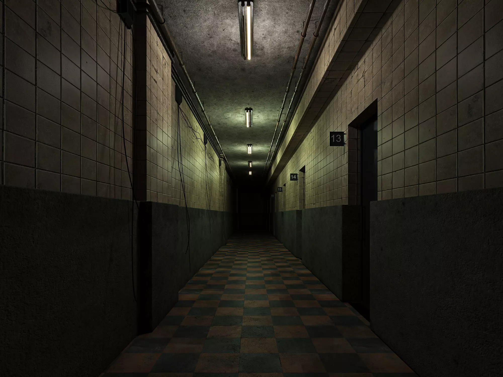 old dark scary corridor 11 Low-poly 3D model