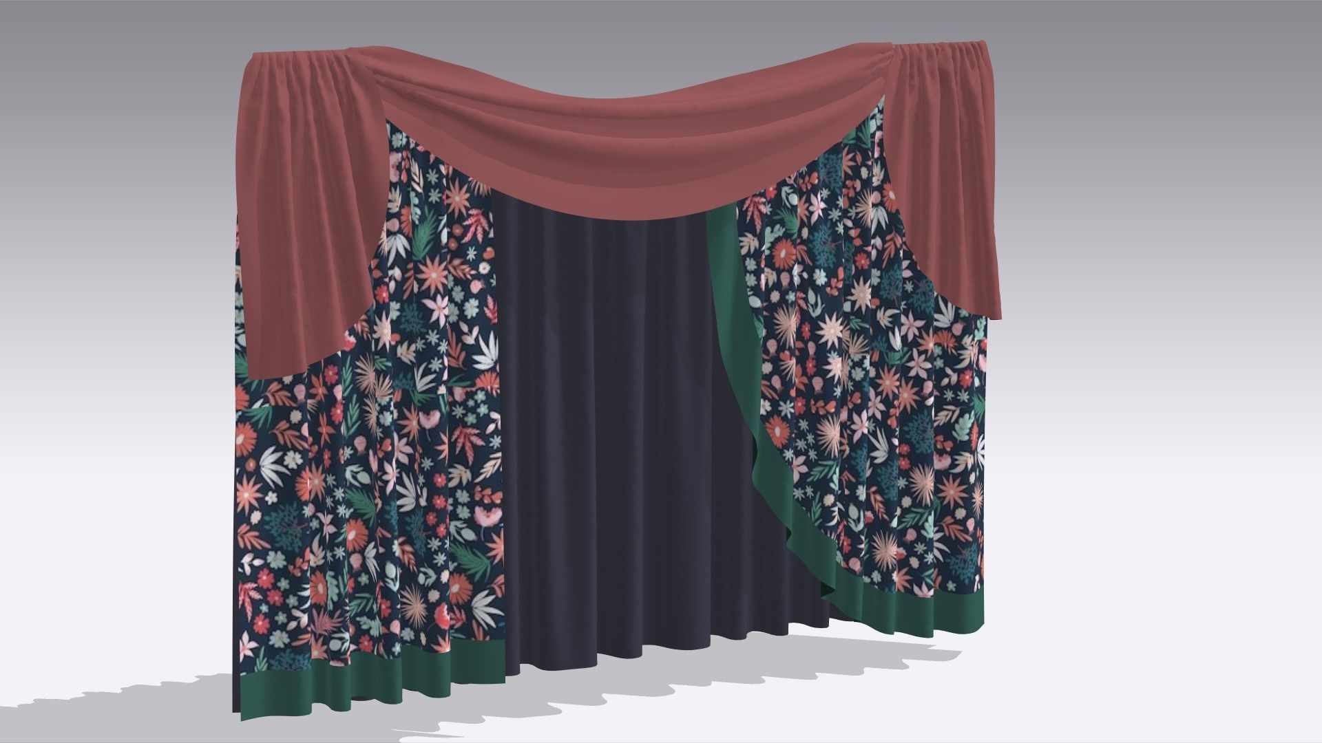 Curtain Low-poly 3D model_2