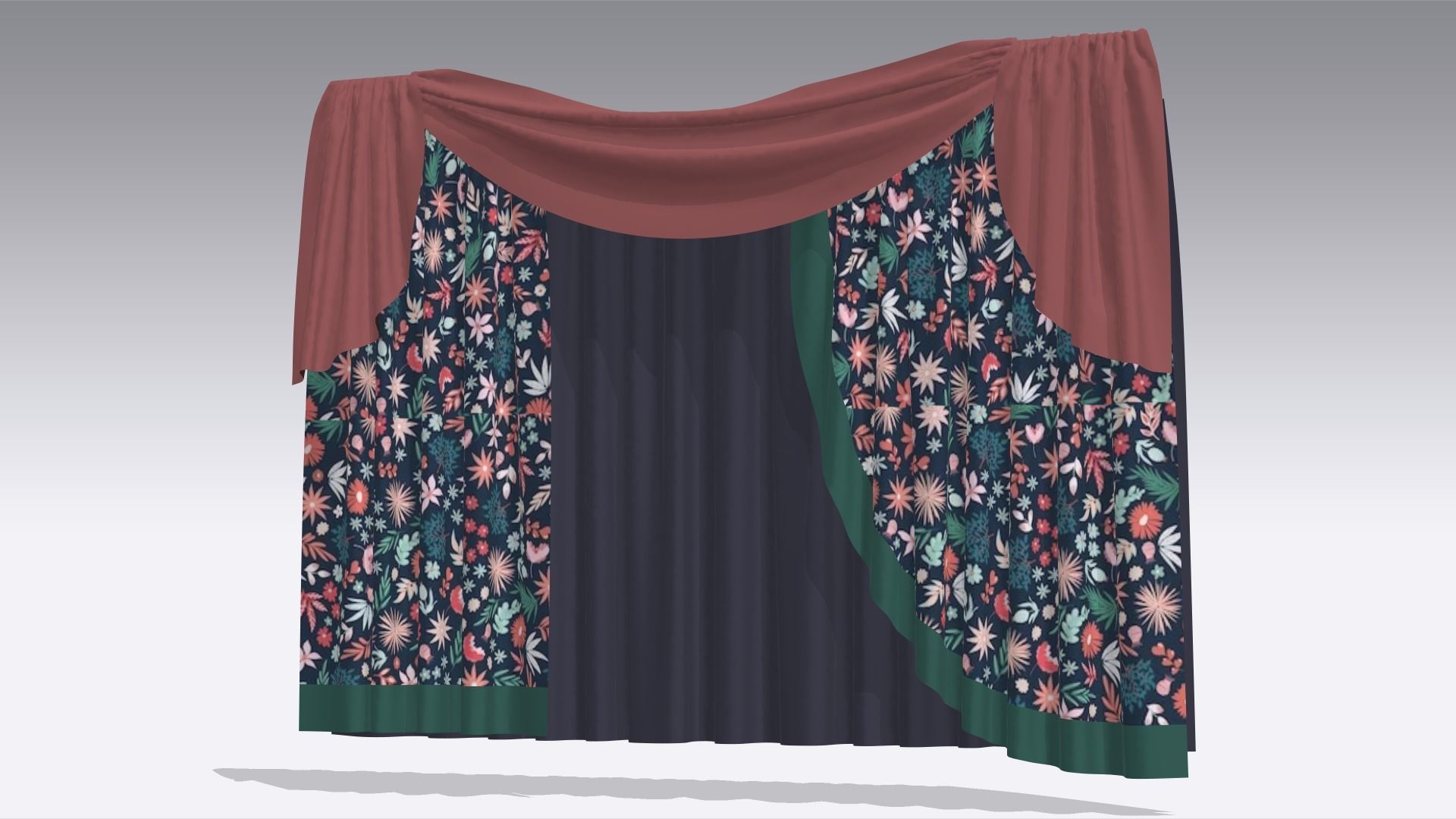 Curtain Low-poly 3D model_4