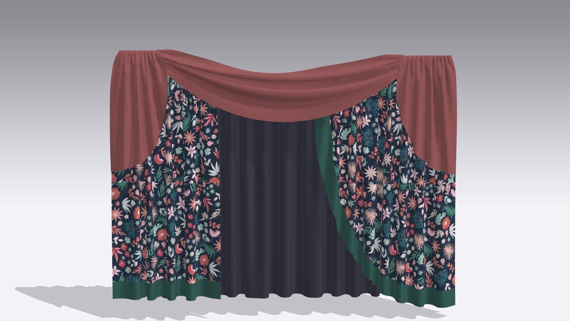 Curtain Low-poly 3D model_6