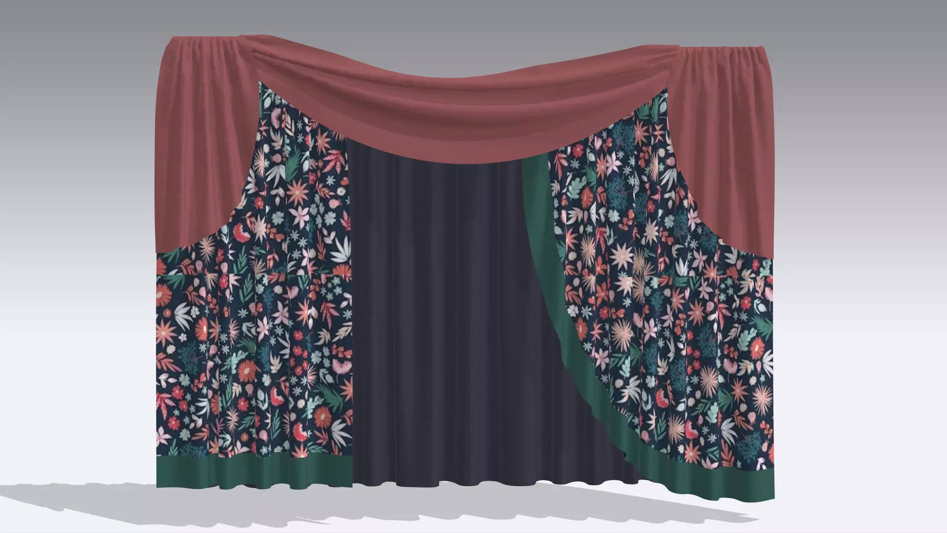 Curtain Low-poly 3D model_0