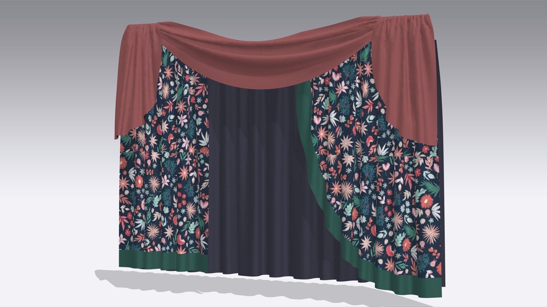 Curtain Low-poly 3D model_1