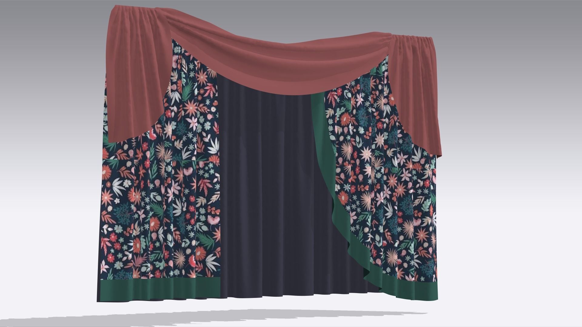 Curtain Low-poly 3D model_5