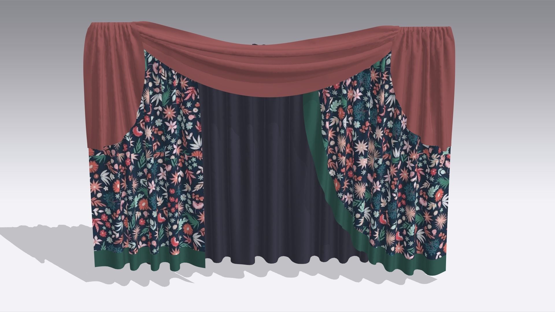 Curtain Low-poly 3D model_3