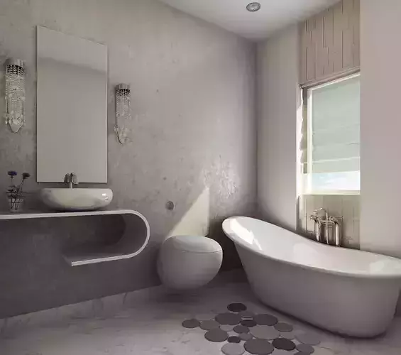 Modern Earthy Design Bath Room Free 3D model