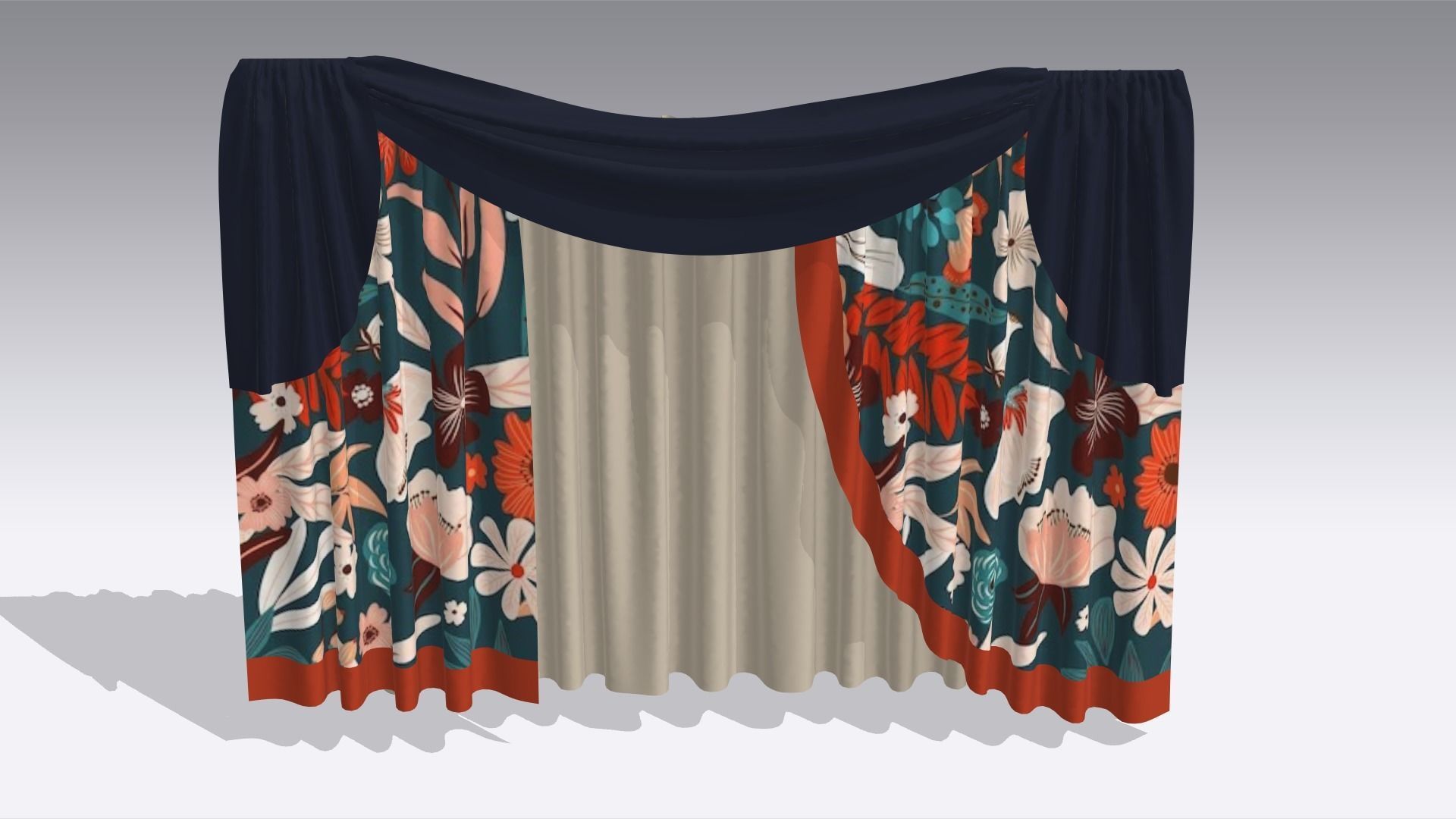 Curtain Low-poly 3D model_3