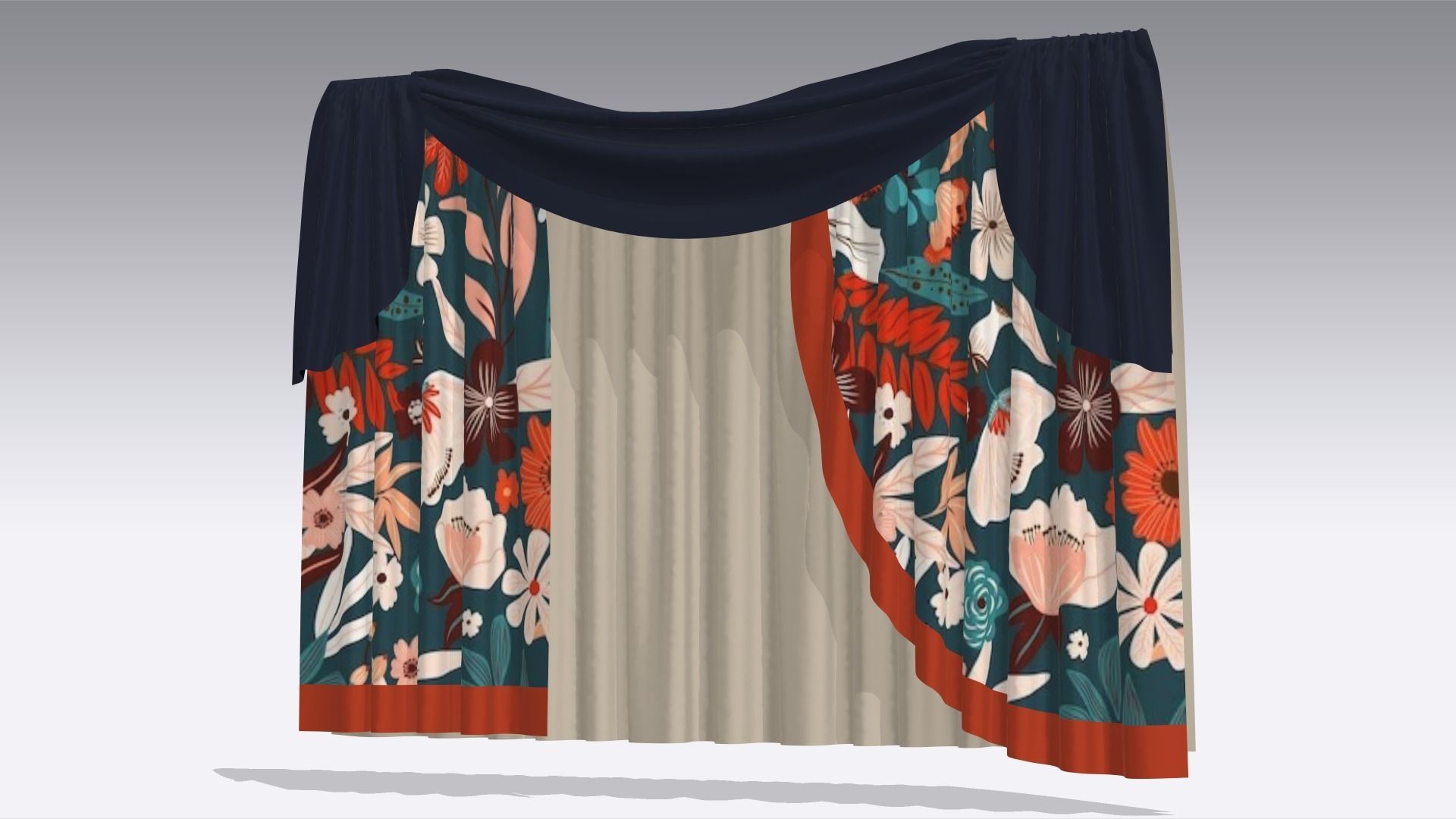 Curtain Low-poly 3D model_4
