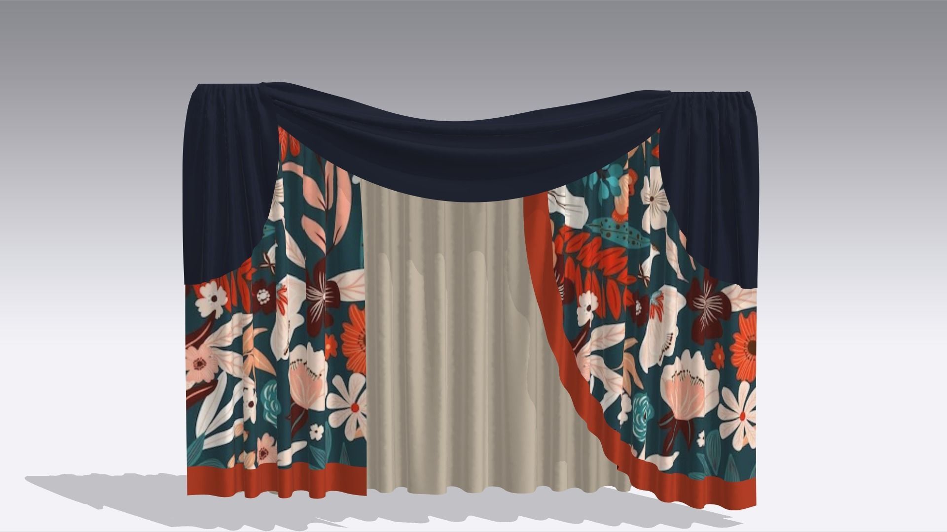 Curtain Low-poly 3D model_6