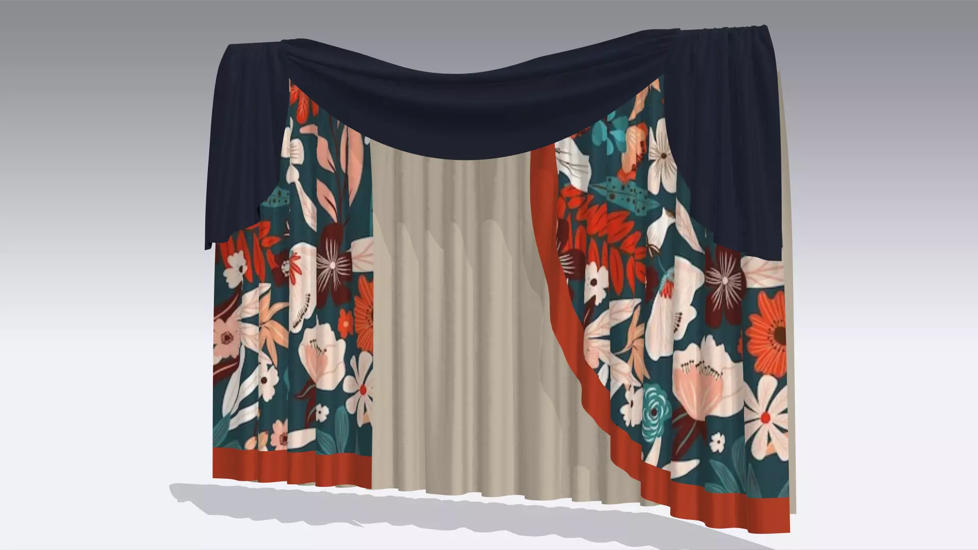 Curtain Low-poly 3D model_0
