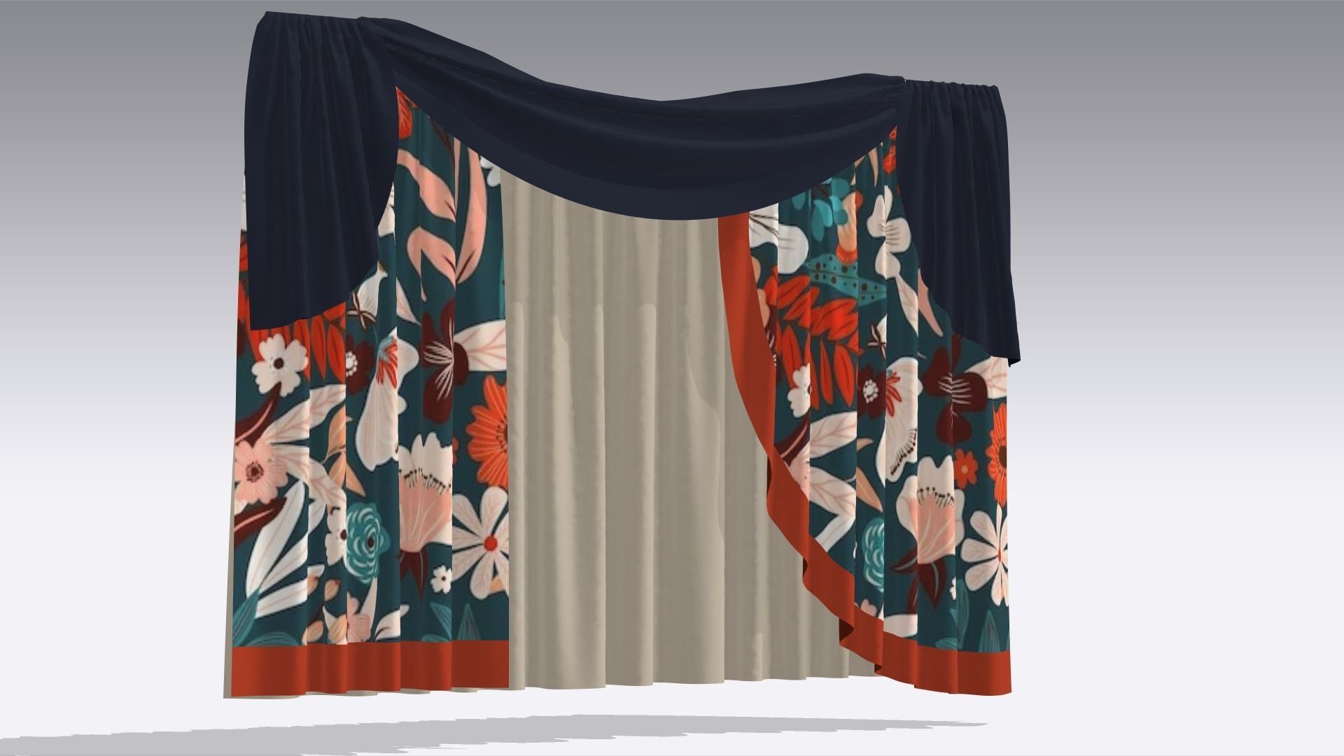 Curtain Low-poly 3D model_5