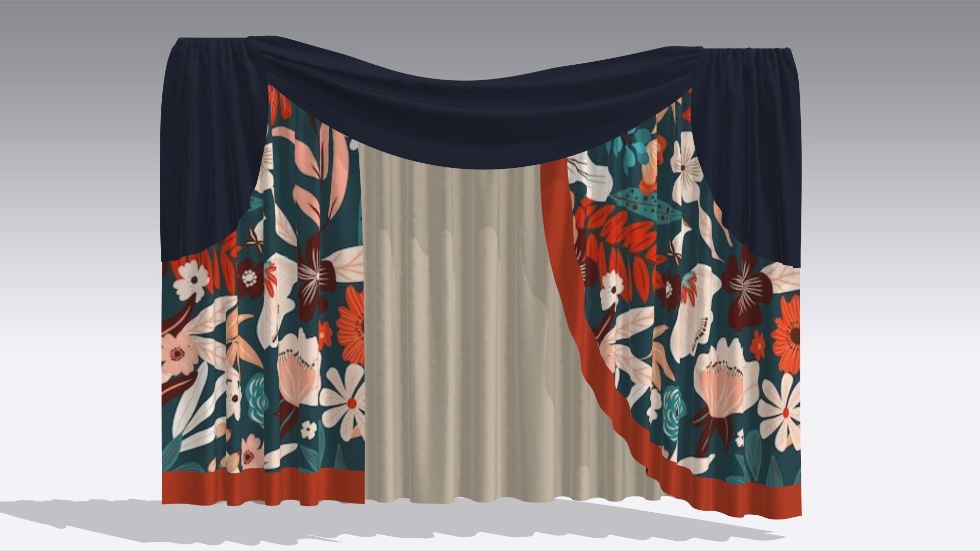 Curtain Low-poly 3D model_1