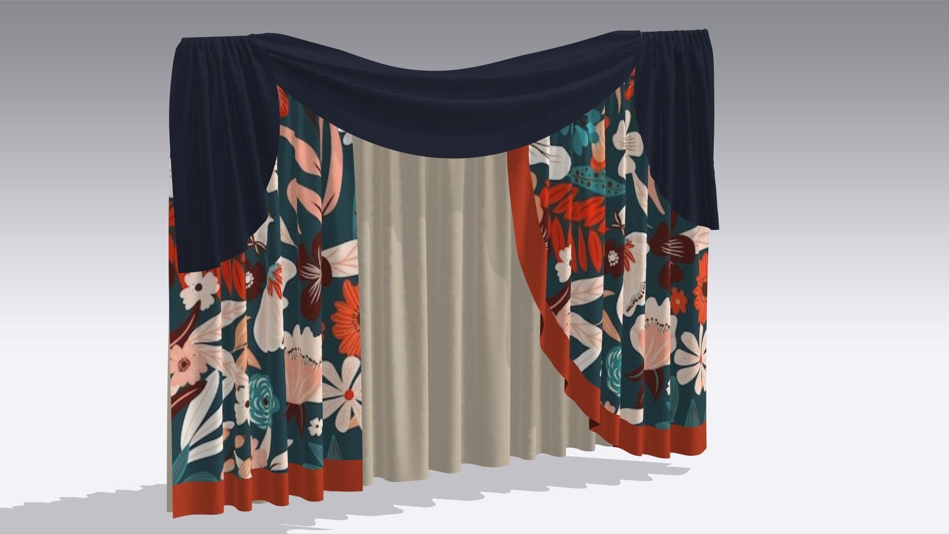 Curtain Low-poly 3D model_2