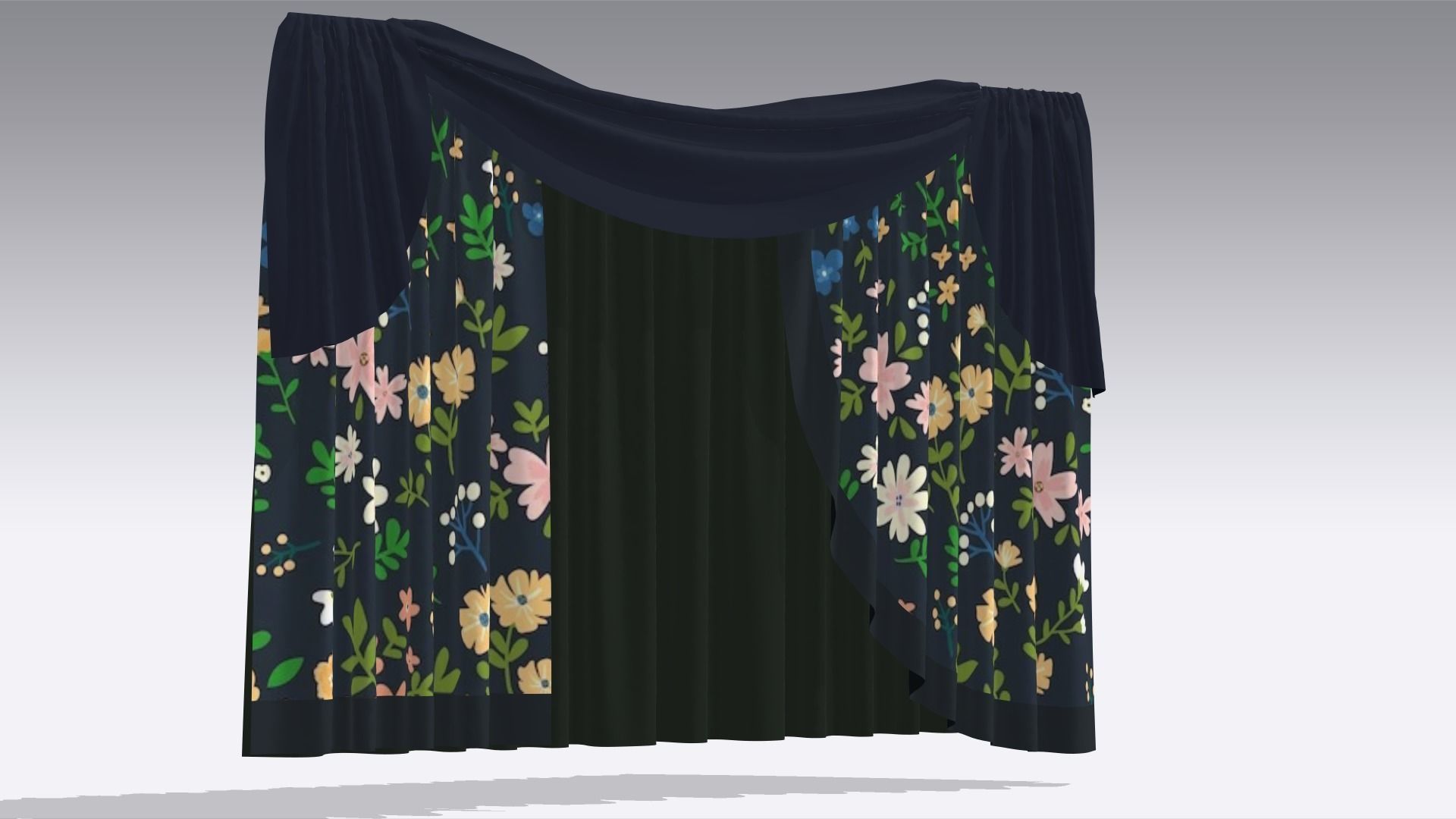 Curtain Low-poly 3D model_5