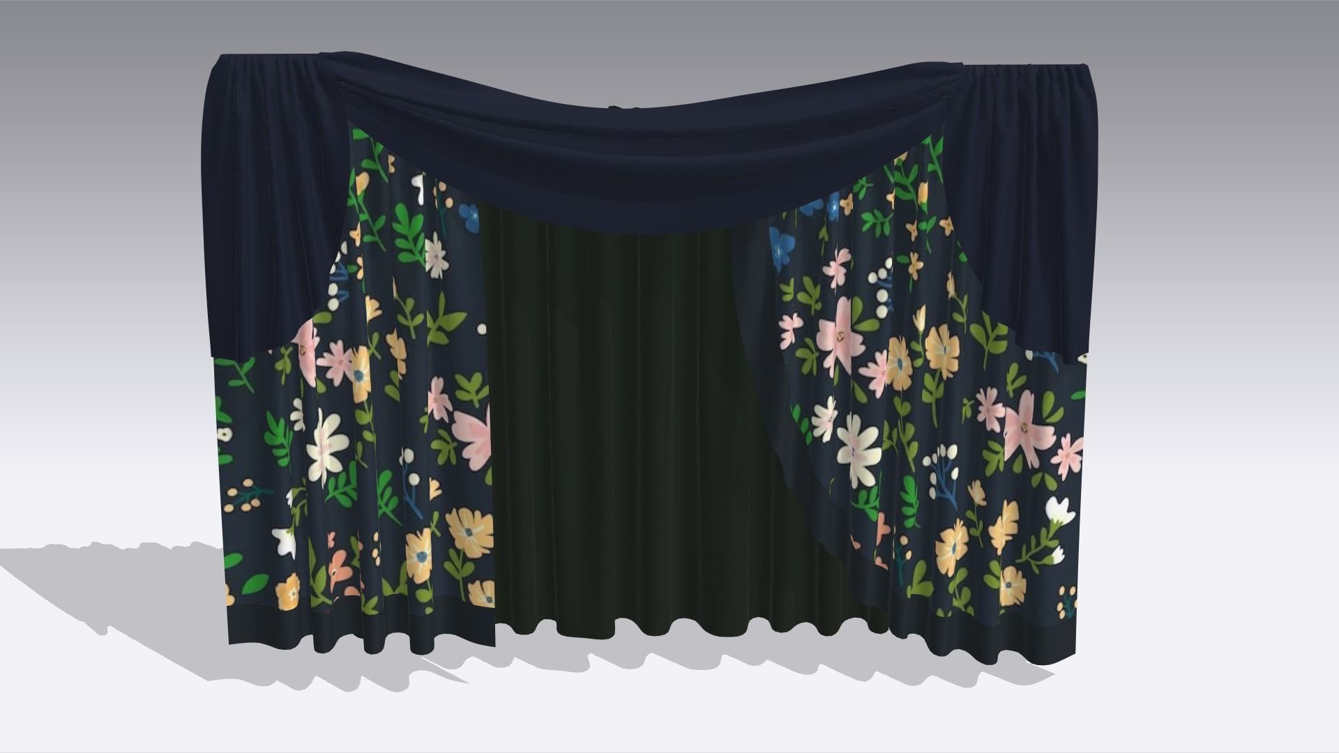 Curtain Low-poly 3D model_3