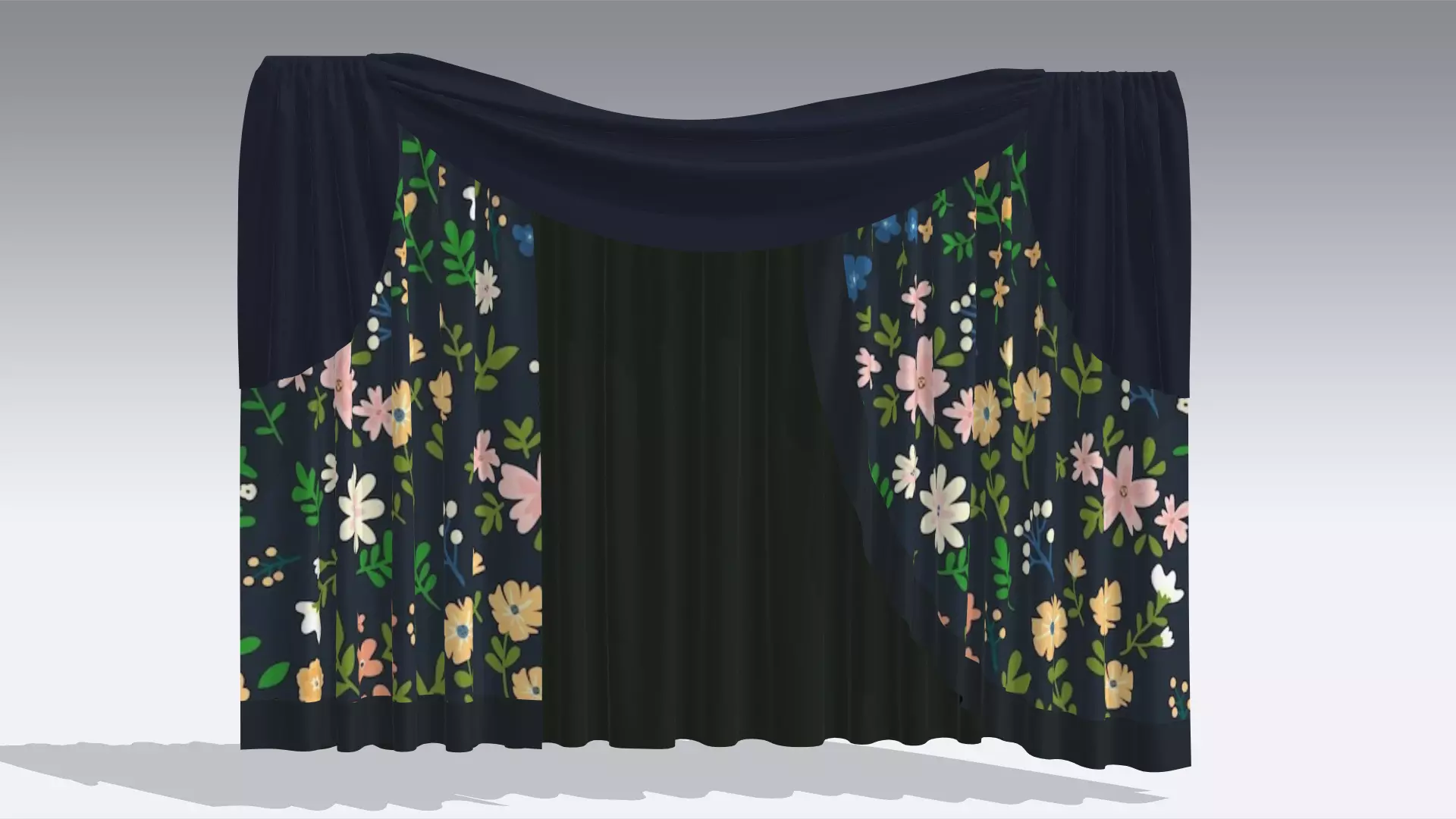 Curtain Low-poly 3D model_0